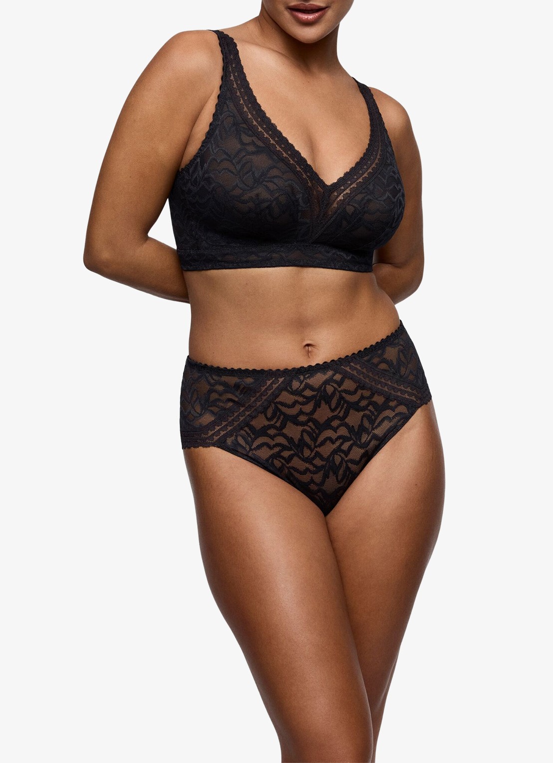 PrimaDonna Miyara bralette van mesh met borduring - voorkant 5 zwart