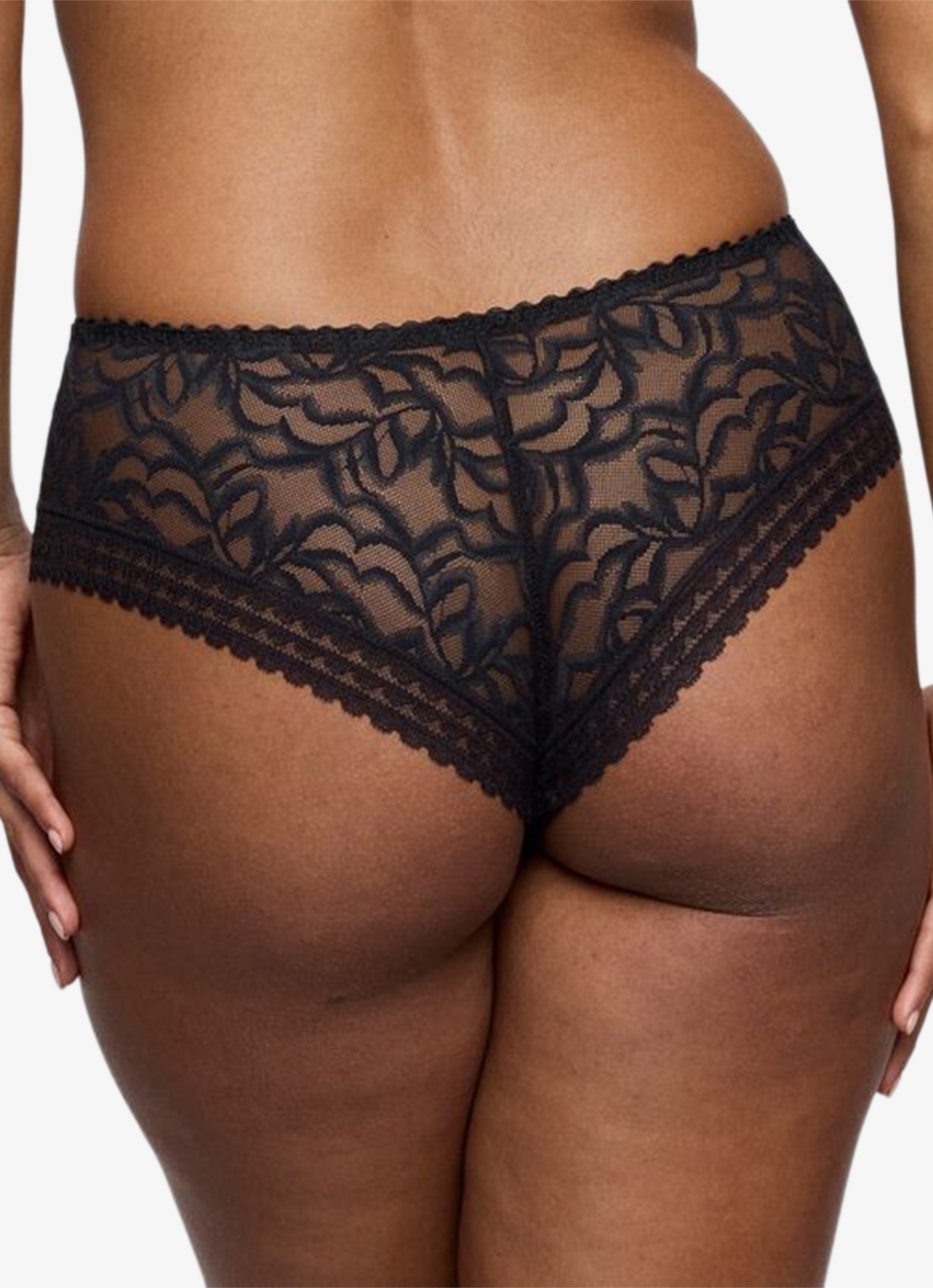 PrimaDonna Miyara slip van mesh met bloemborduring - achterkant 3 zwart