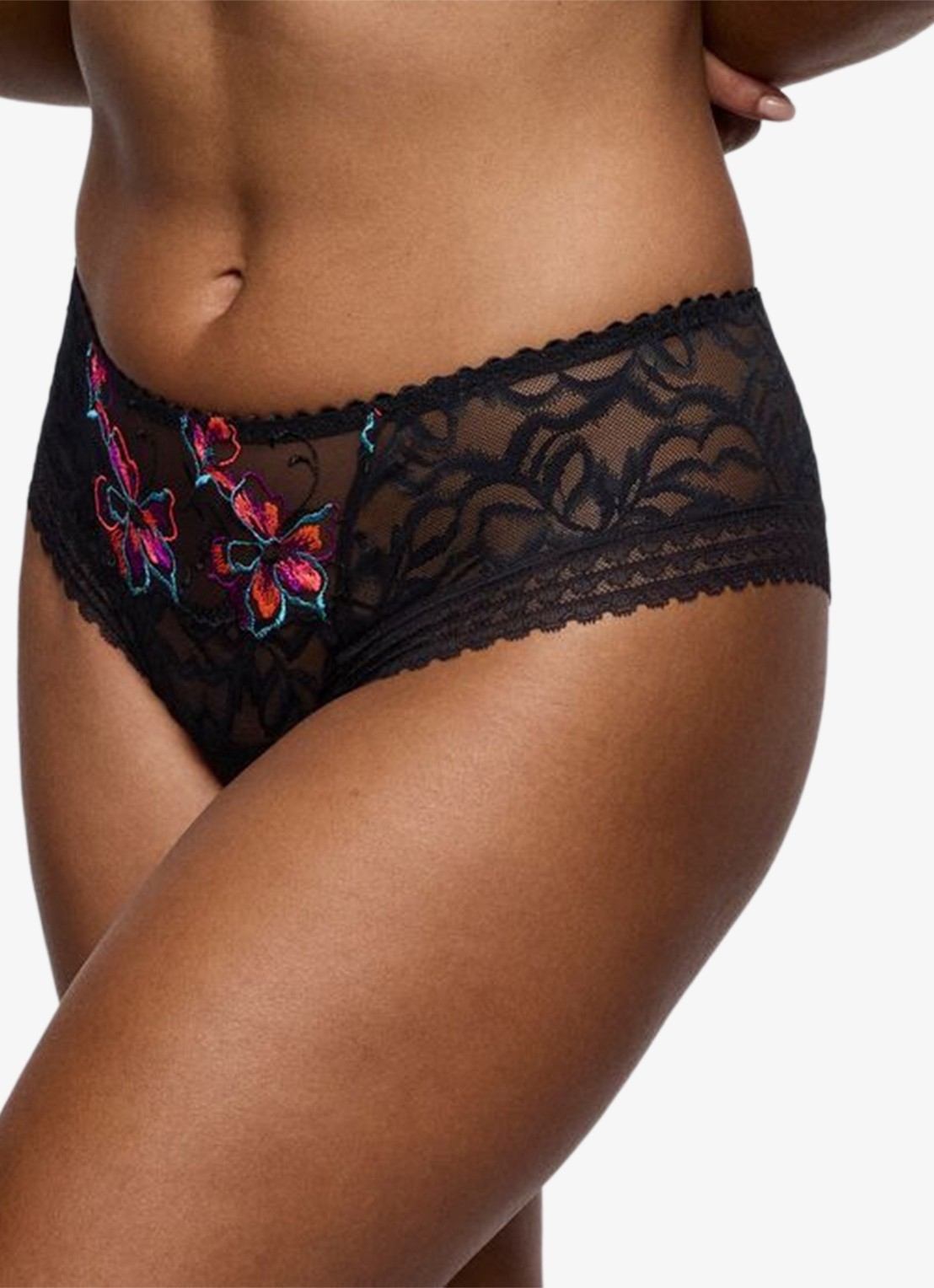 PrimaDonna Miyara slip van mesh met bloemborduring - detail 2 zwart