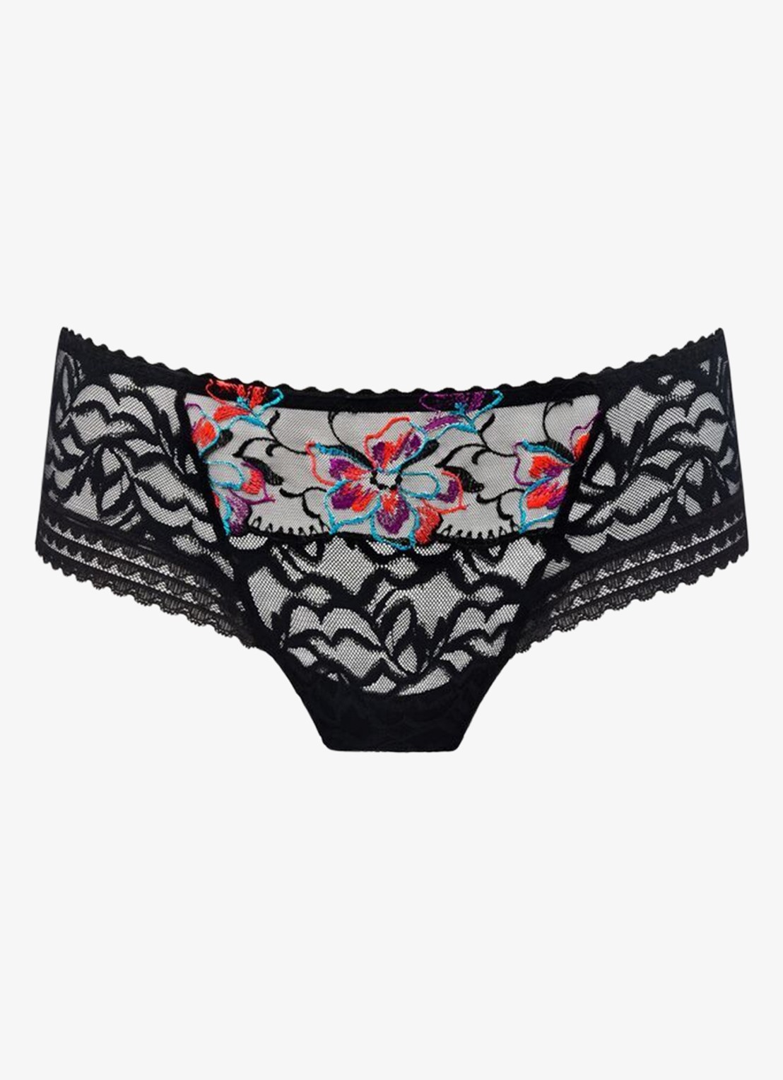 PrimaDonna Miyara slip van mesh met bloemborduring - voorkant 4 zwart