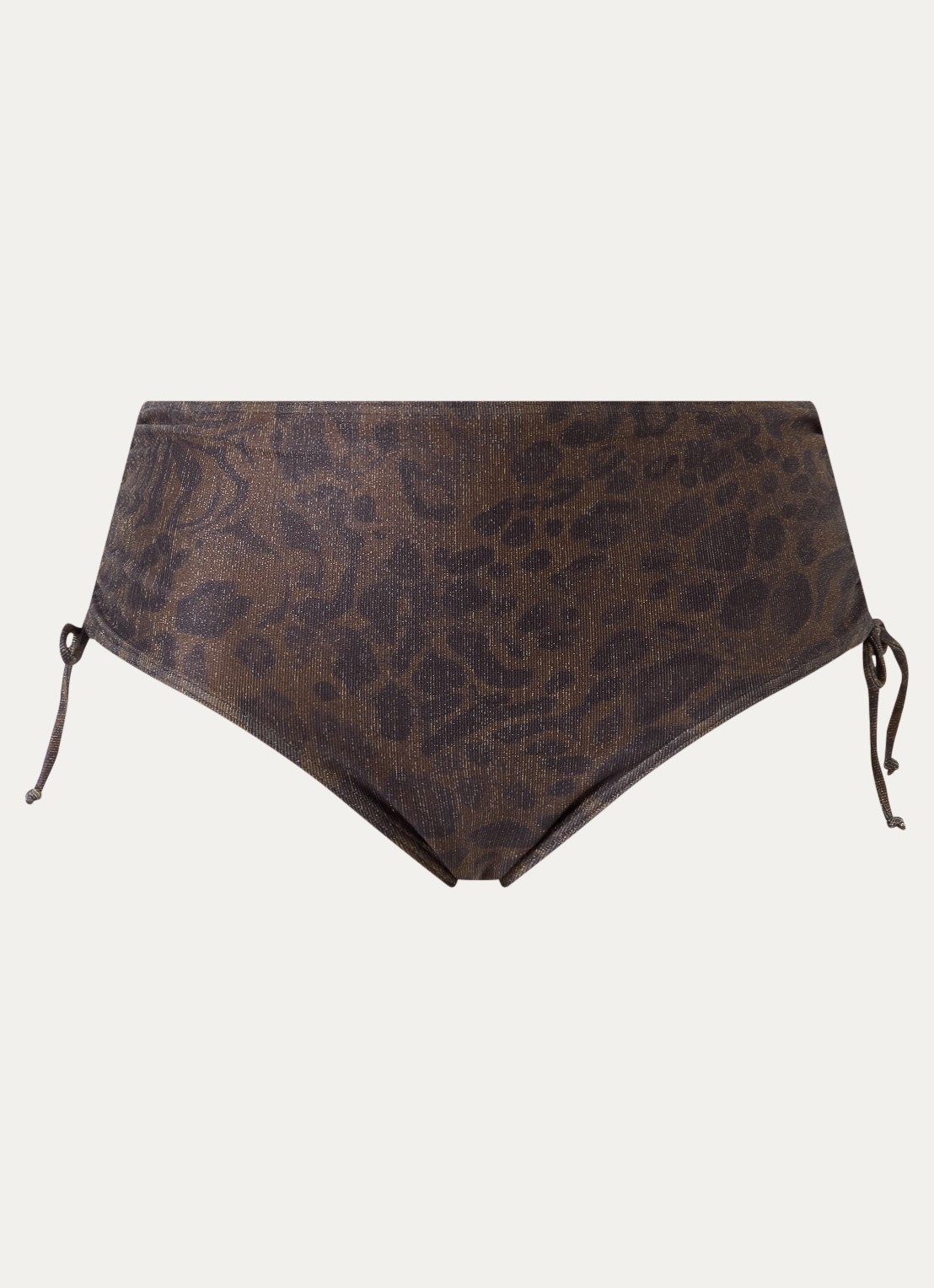 PrimaDonna Ratjada hipster bikinislip met panterprint en lurex - voorkant 2 bronsgroen