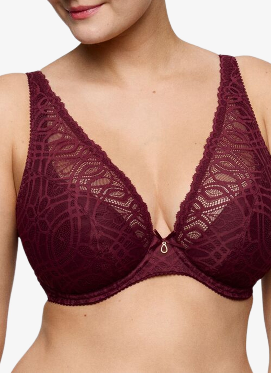 PrimaDonna Salerno voorgevormde beugel bh met borduring - detail bordeauxrood
