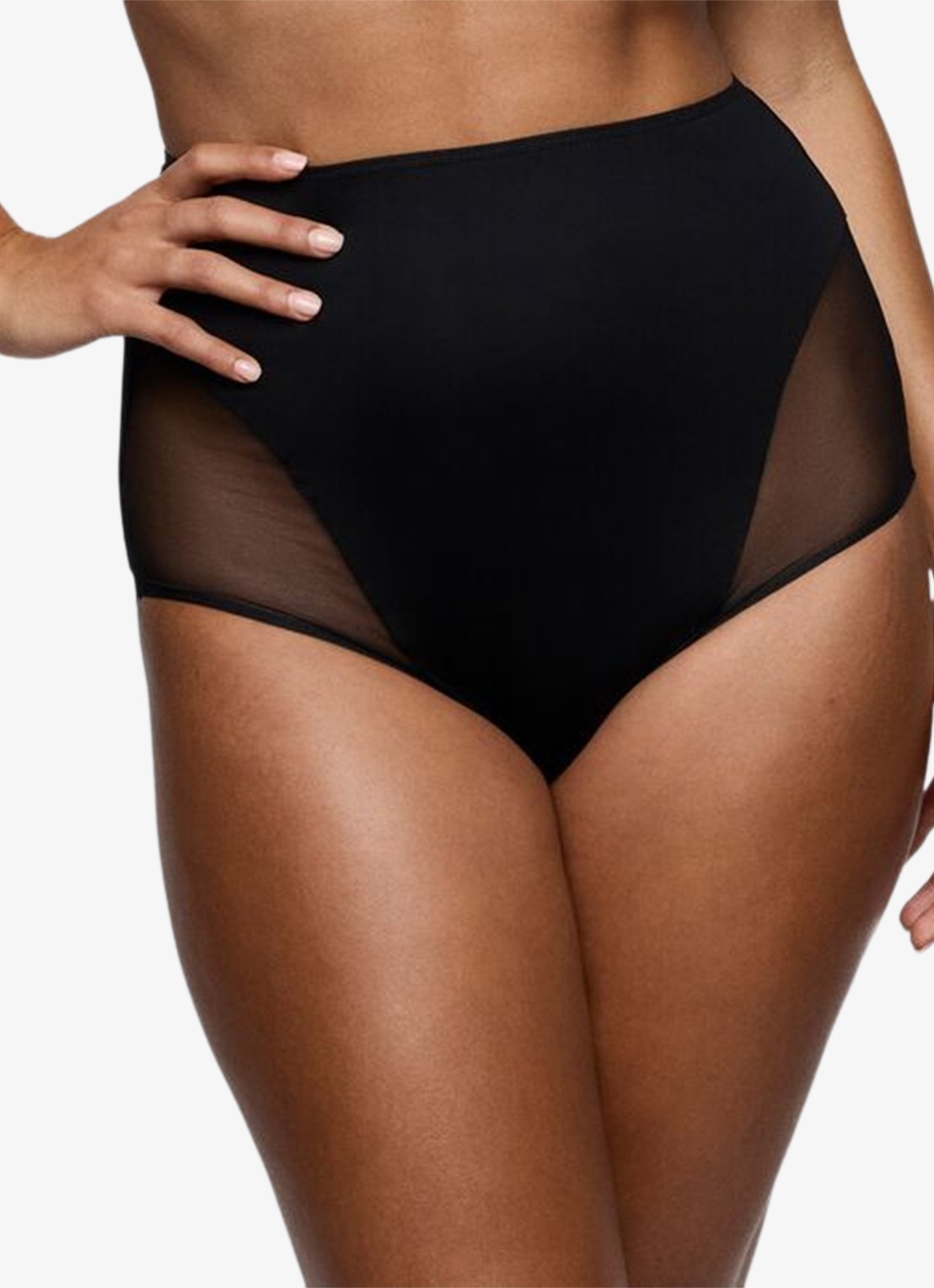 PrimaDonna Sheary high waisted slip met mesh - detail zwart