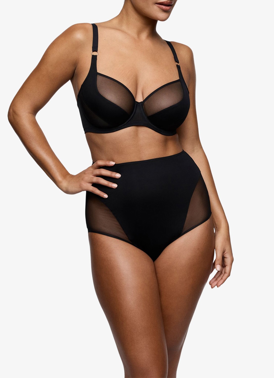 PrimaDonna Sheary high waisted slip met mesh - voorkant 4 zwart