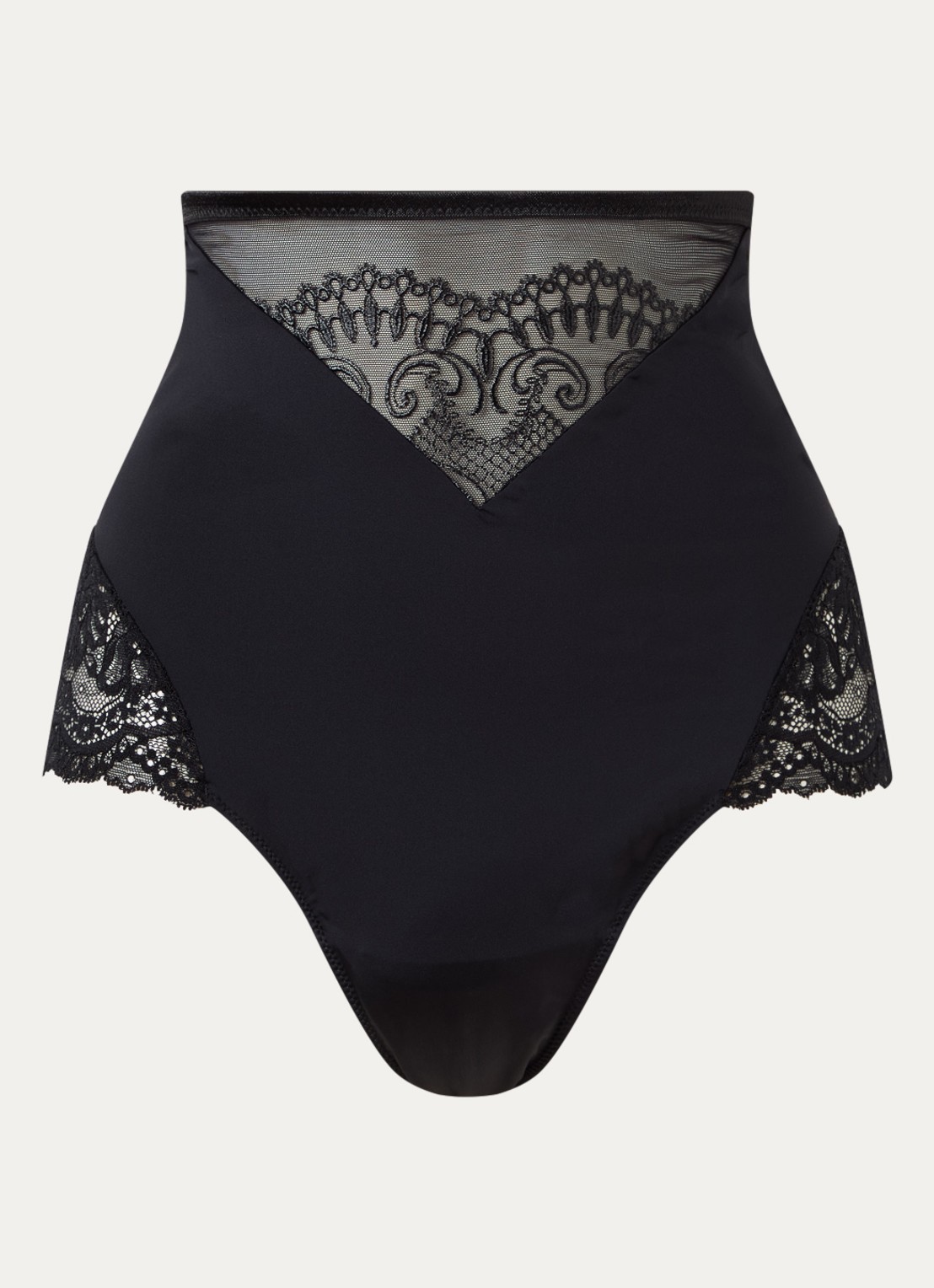 PrimaDonna Shimla high waisted slip met kant - voorkant zwart