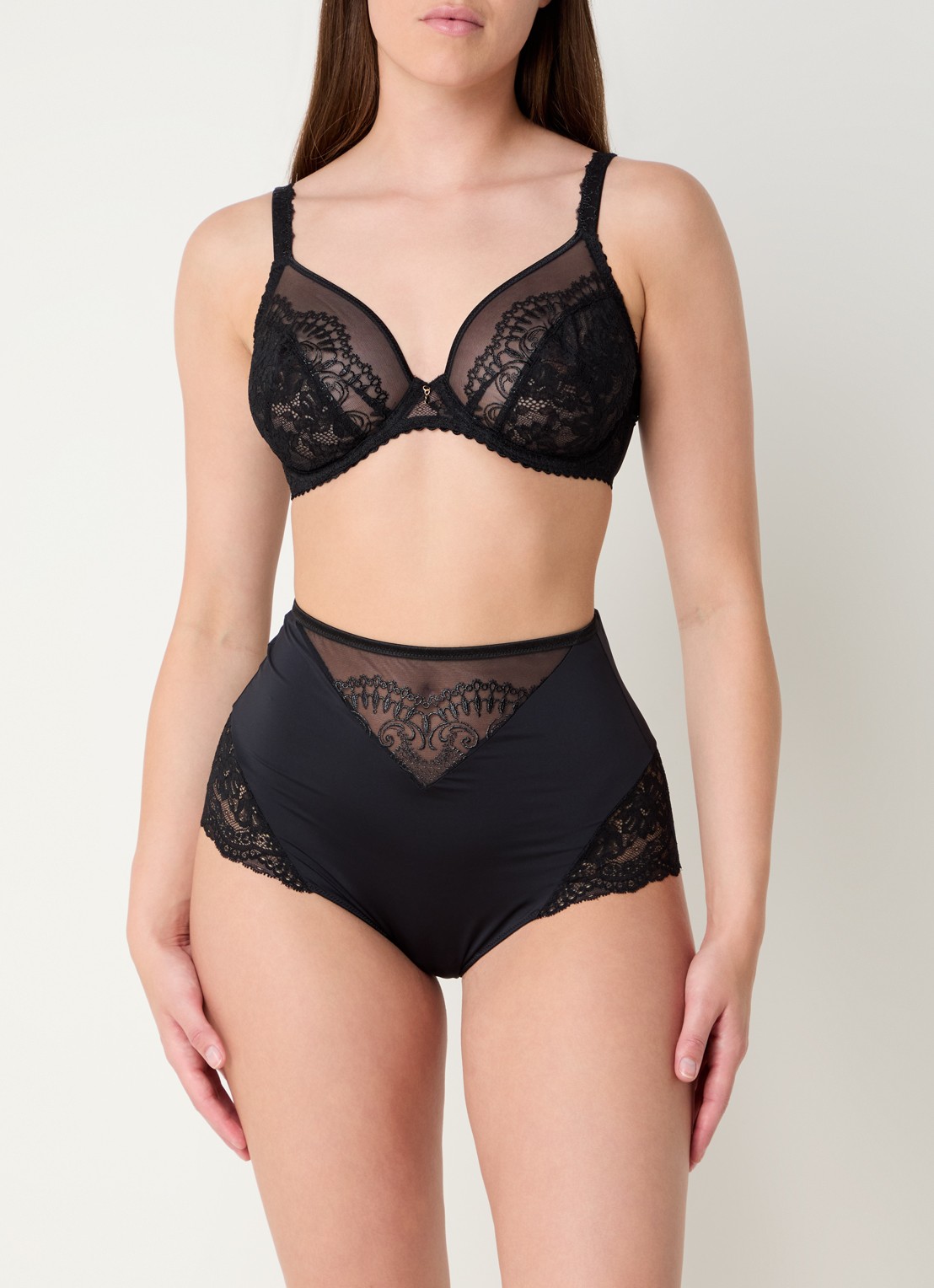 PrimaDonna Shimla high waisted slip met kant - voorkant 2 zwart