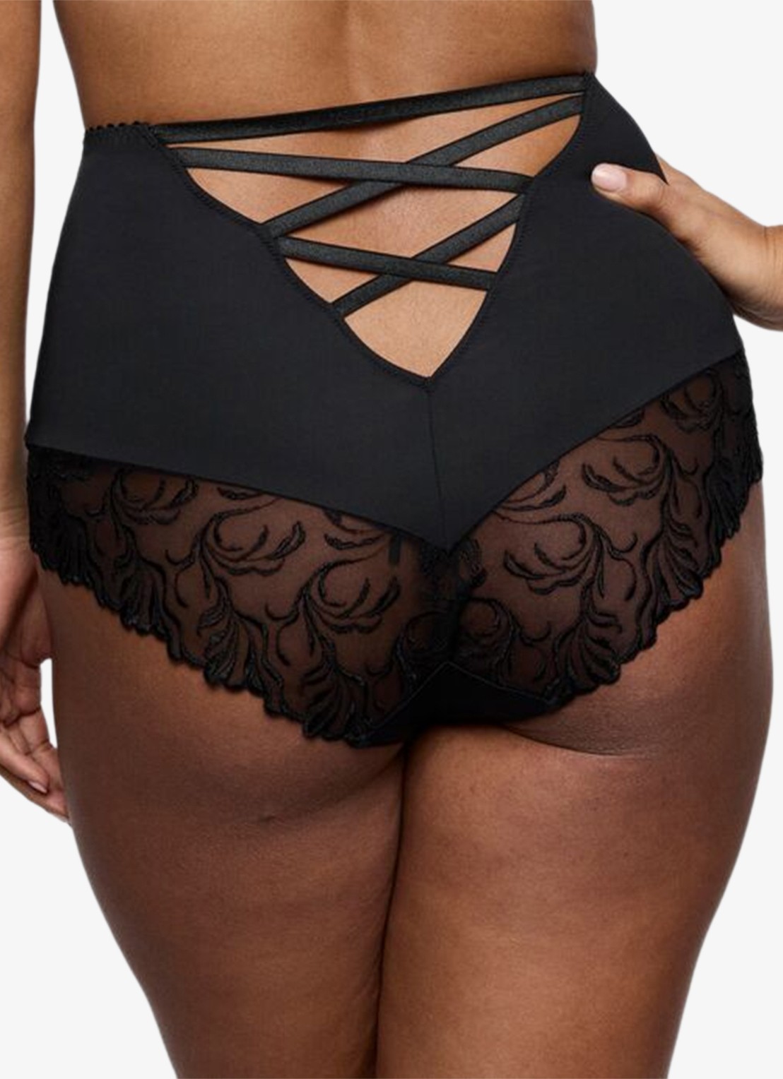 PrimaDonna Solisse high waisted shorty met borduring - achterkant 5 zwart