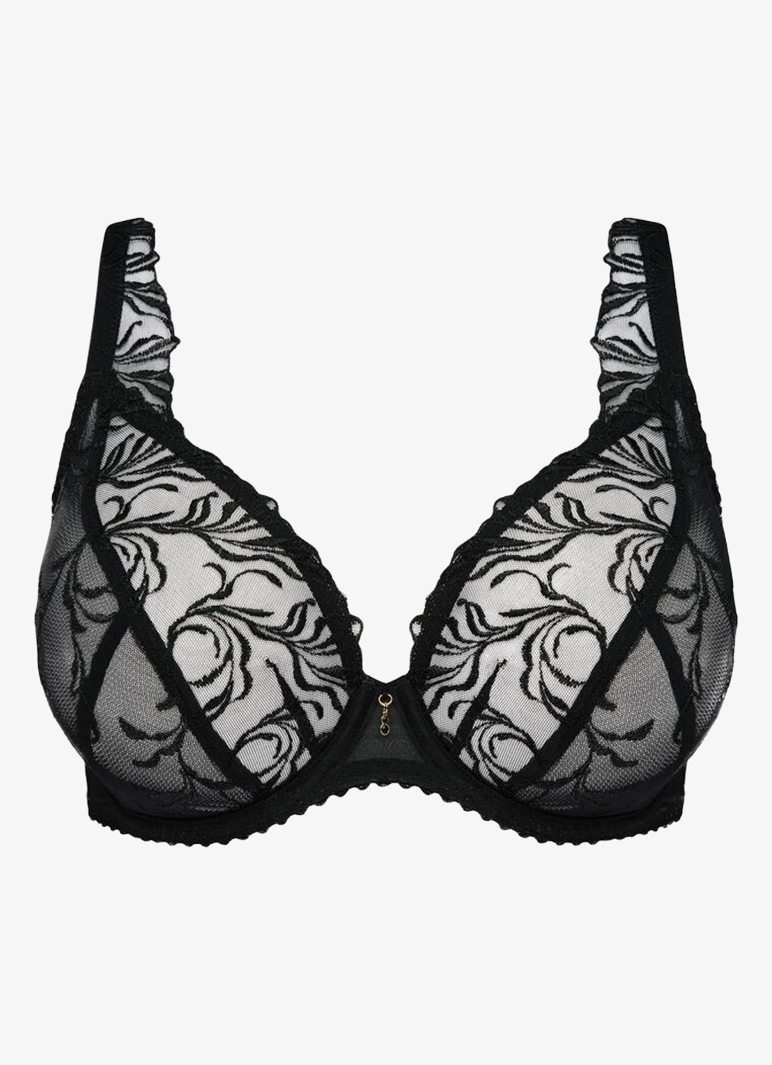 PrimaDonna Solisse plunge bh met borduring - voorkant 2 zwart