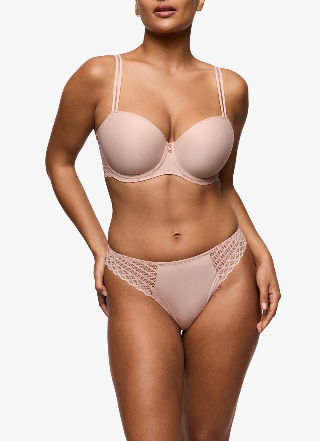 PrimaDonna Twist Side string met kant - voorkant 2 oudroze