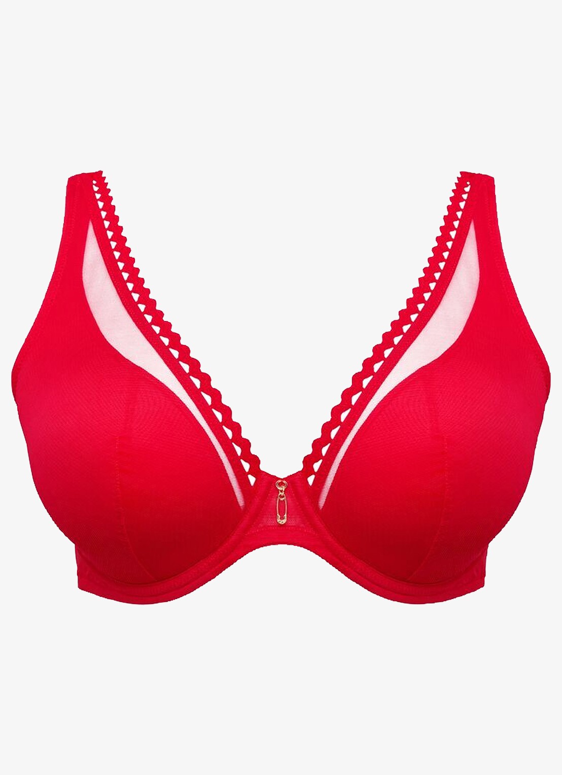PrimaDonna Wowgirl beugel bh met overlay van mesh - voorkant rood