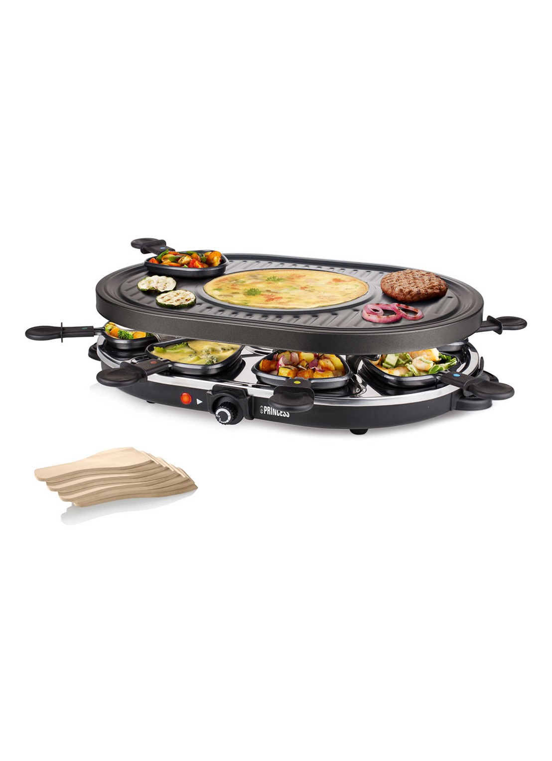 Princess Raclette 8 Oval Grill Party gourmetstel 162700 - detail 3 zwart