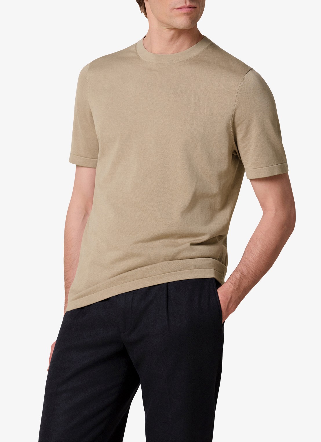 Profuomo Aero ease T-shirt met stretch - detail 4 beige