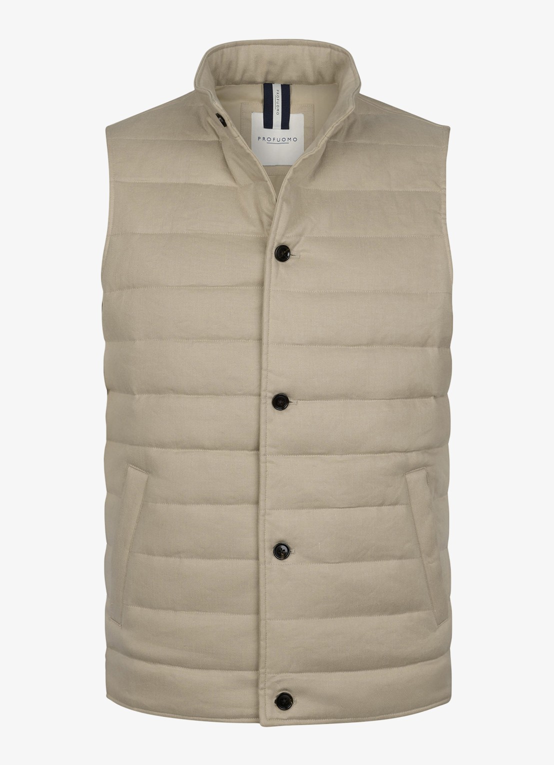 Profuomo Bodywarmer in linnenblend met steekzakken - voorkant 2 beige