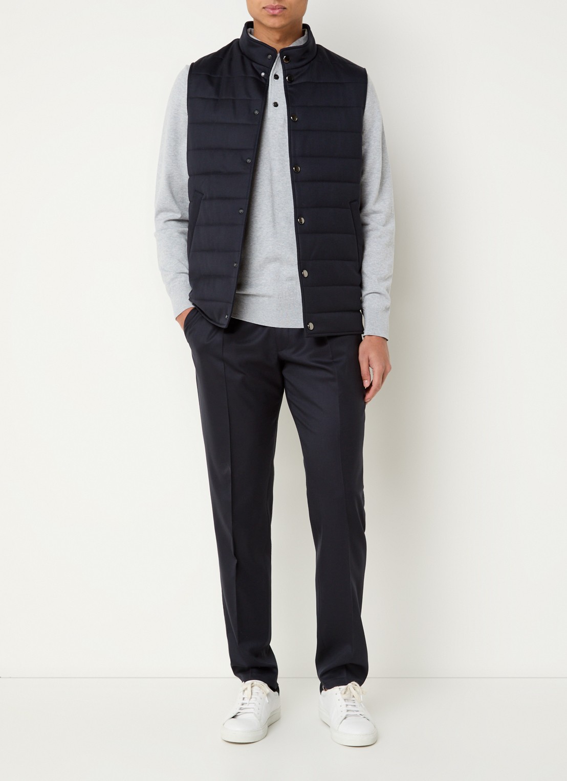 Profuomo Bodywarmer met steekzakken - voorkant 4 donkerblauw