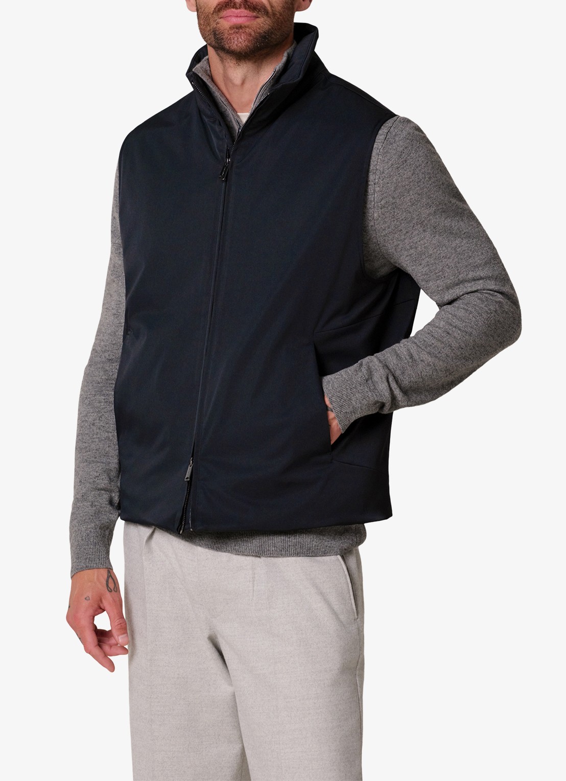 Profuomo Bodywarmer met steekzakken - detail donkerblauw