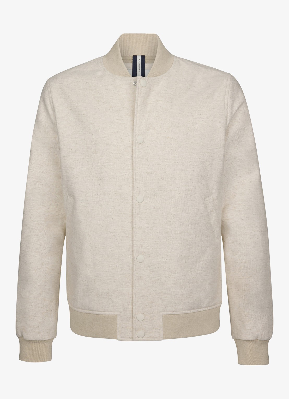 Profuomo Bomber van katoen linnen - detail 4 gebroken wit