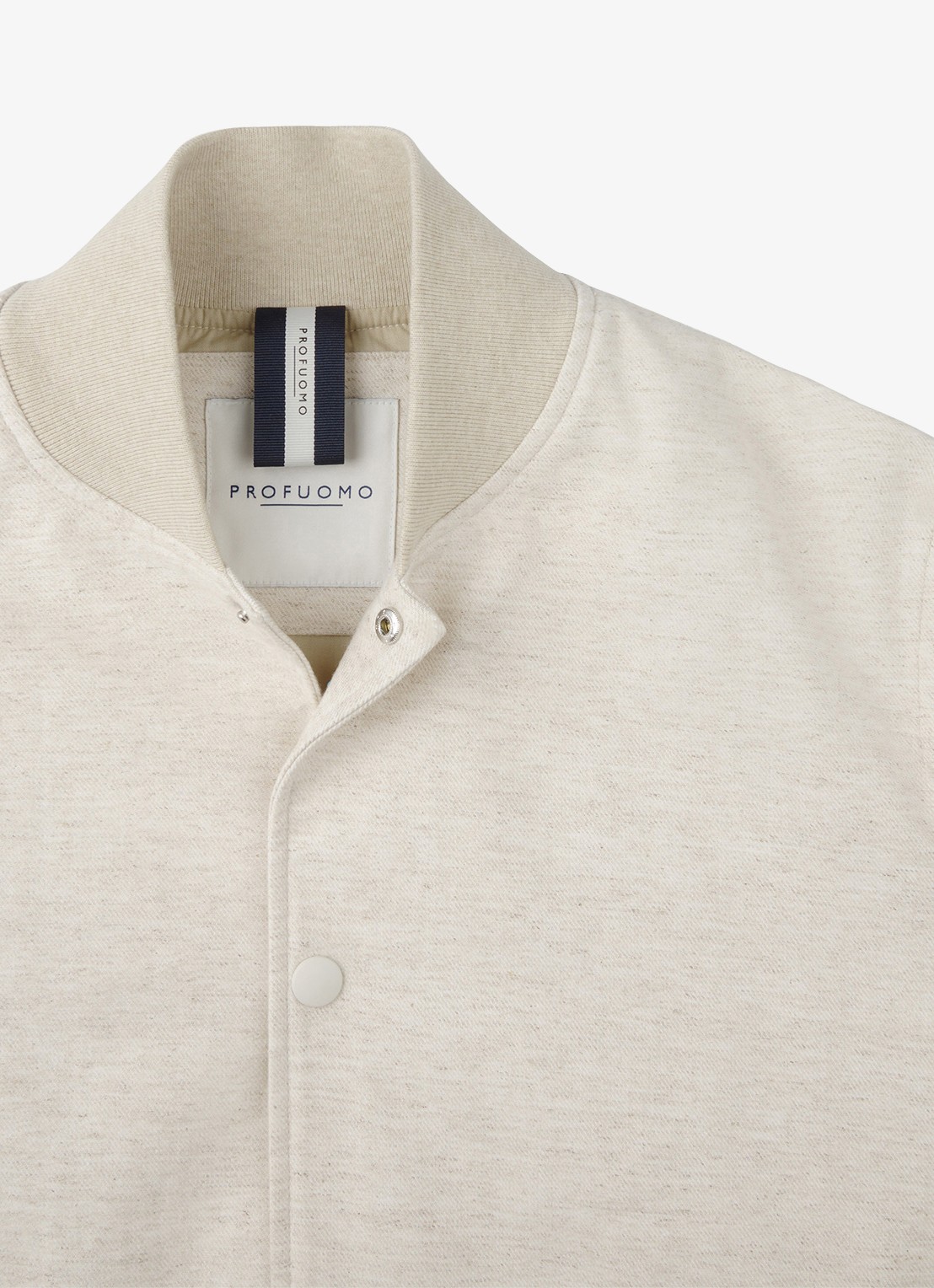 Profuomo Bomber van katoen linnen - detail 5 gebroken wit
