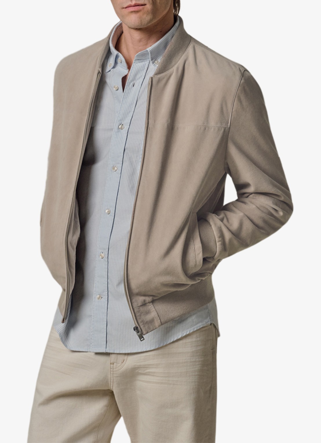 Profuomo Bomber van suede - detail beige