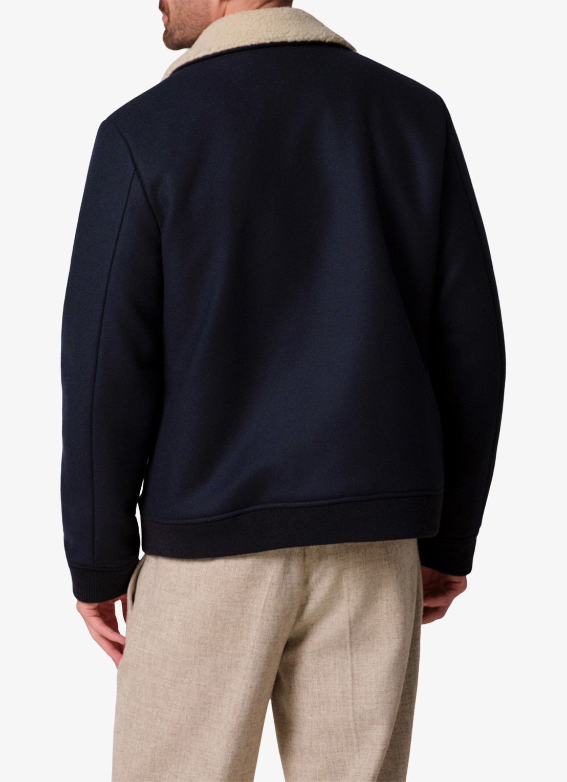 Profuomo Bomberjack in wolblend met kraag - achterkant 4 donkerblauw