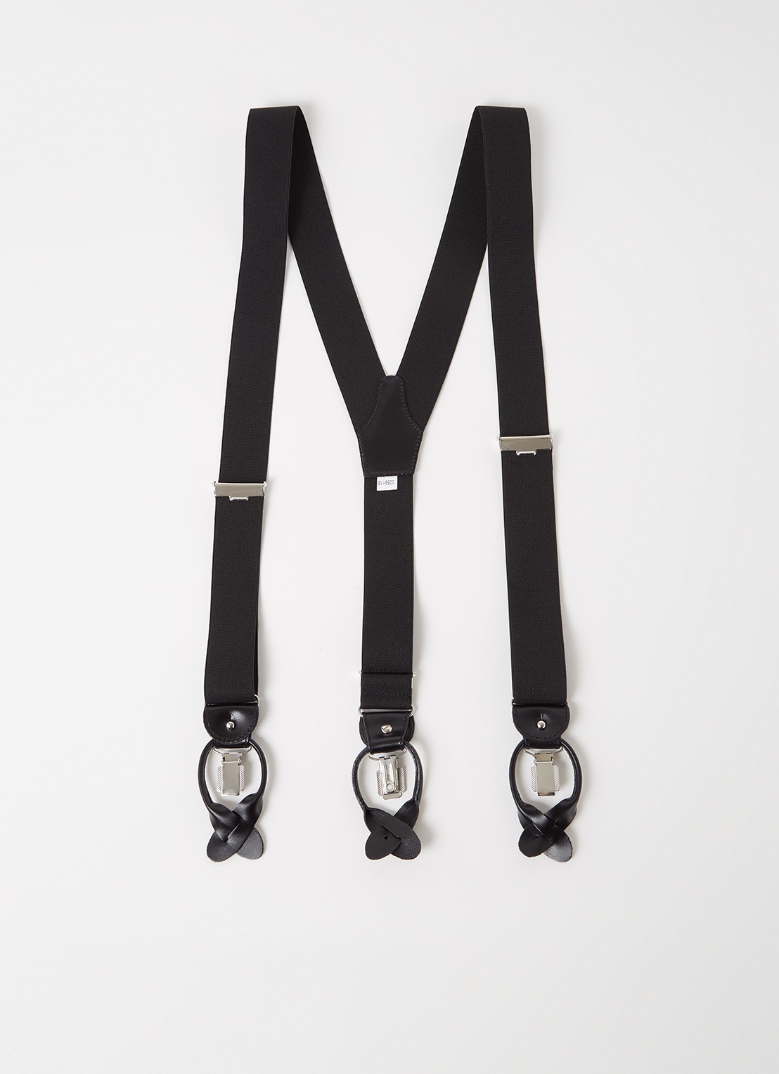 Profuomo Bretels met leren details - voorkant zwart