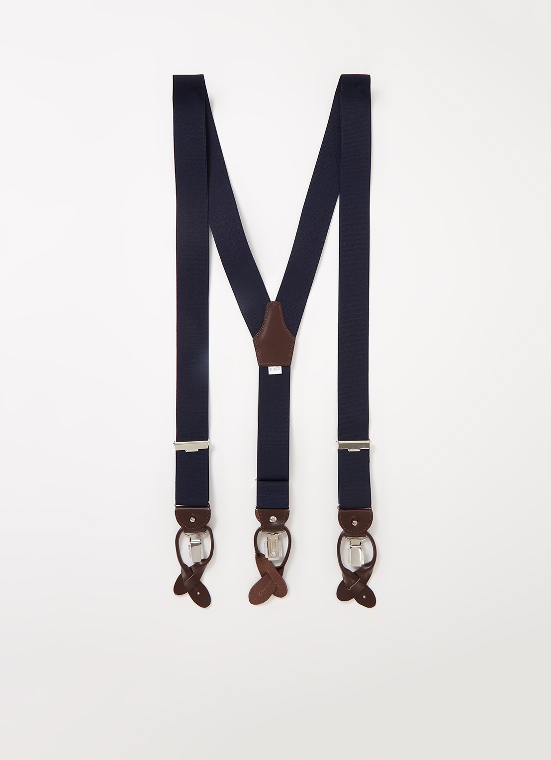 Profuomo Bretels met leren details - voorkant donkerblauw