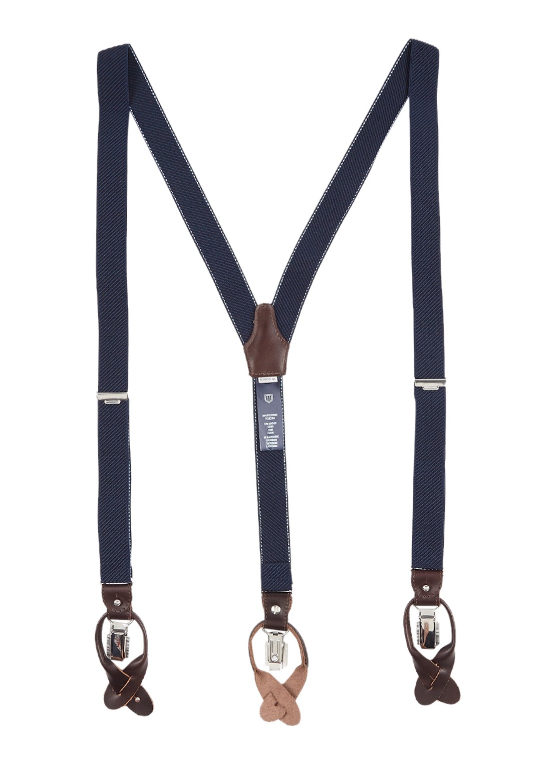 Profuomo Bretels met leren details - voorkant donkerblauw