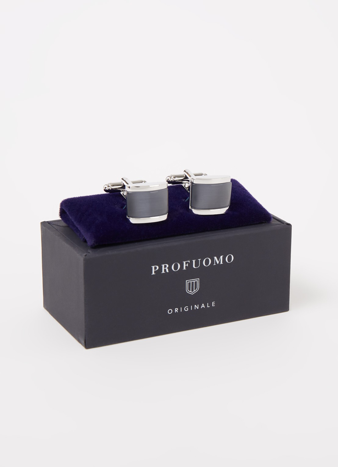 Profuomo Cat's eye manchetknopen  - voorkant 2 grijs