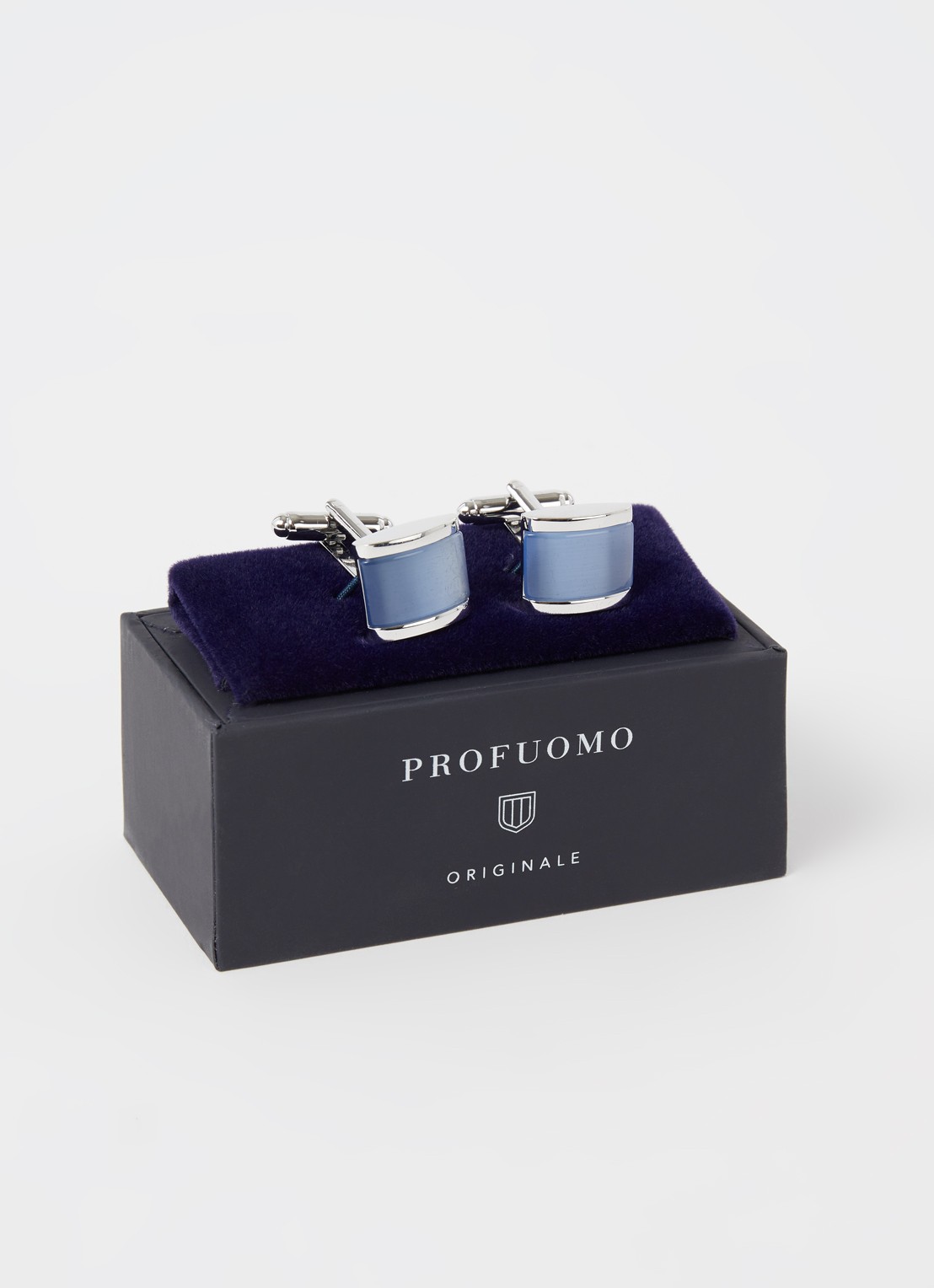 Profuomo Cat's eye manchetknopen - voorkant 2 blauw