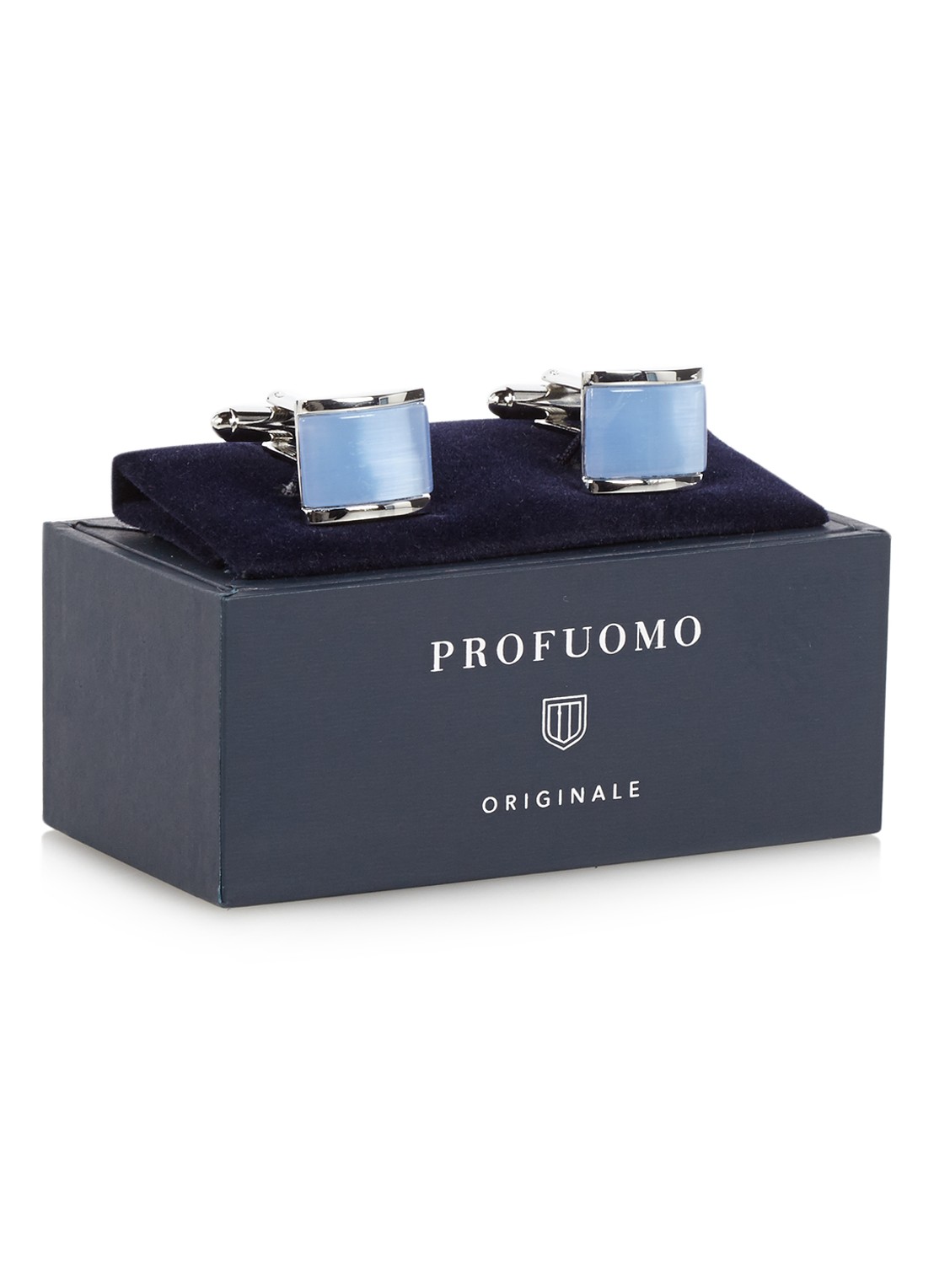 Profuomo Catseye manchetknopen - detail 2 staalblauw