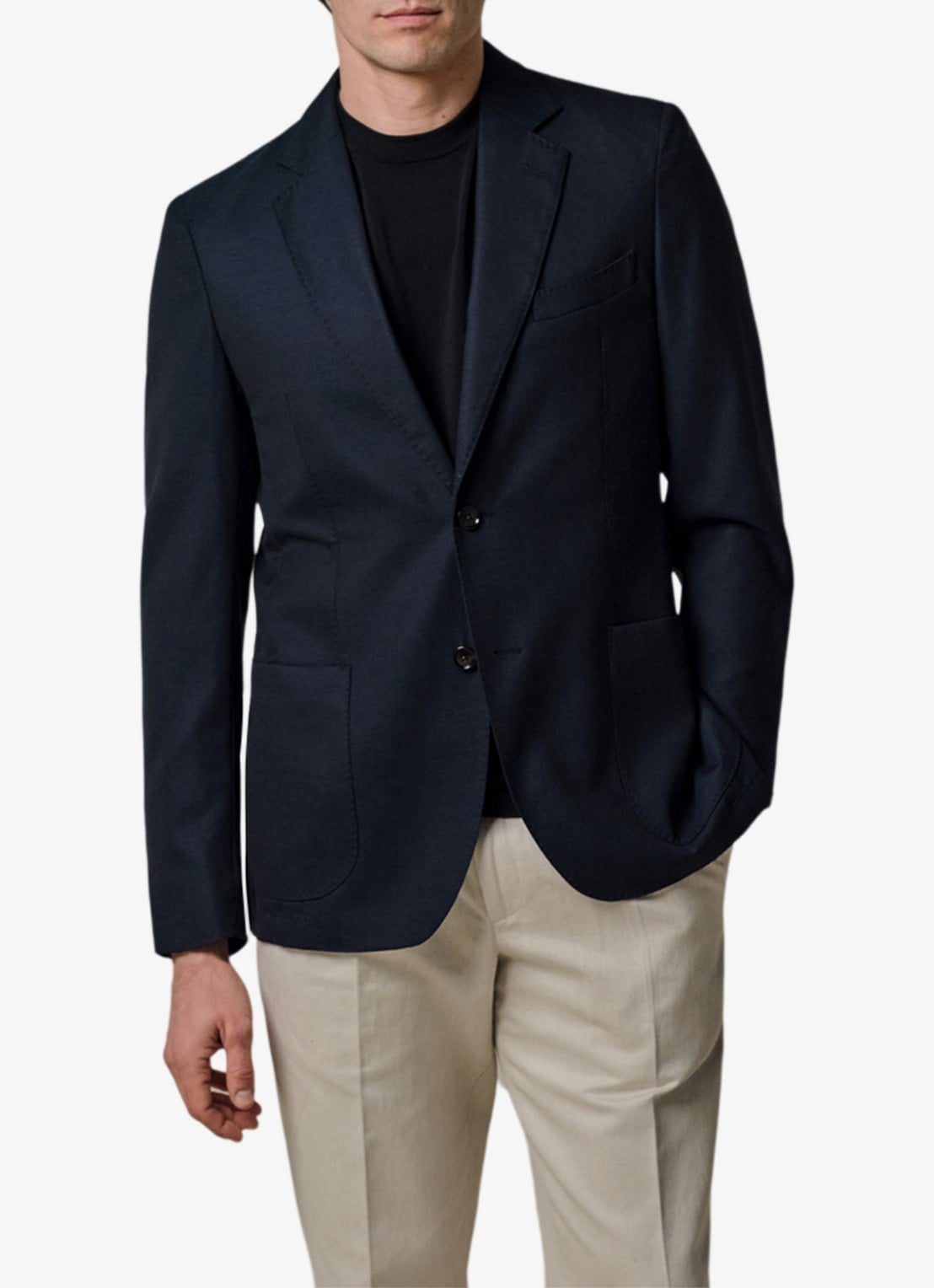 Profuomo Colbert van wol - detail donkerblauw