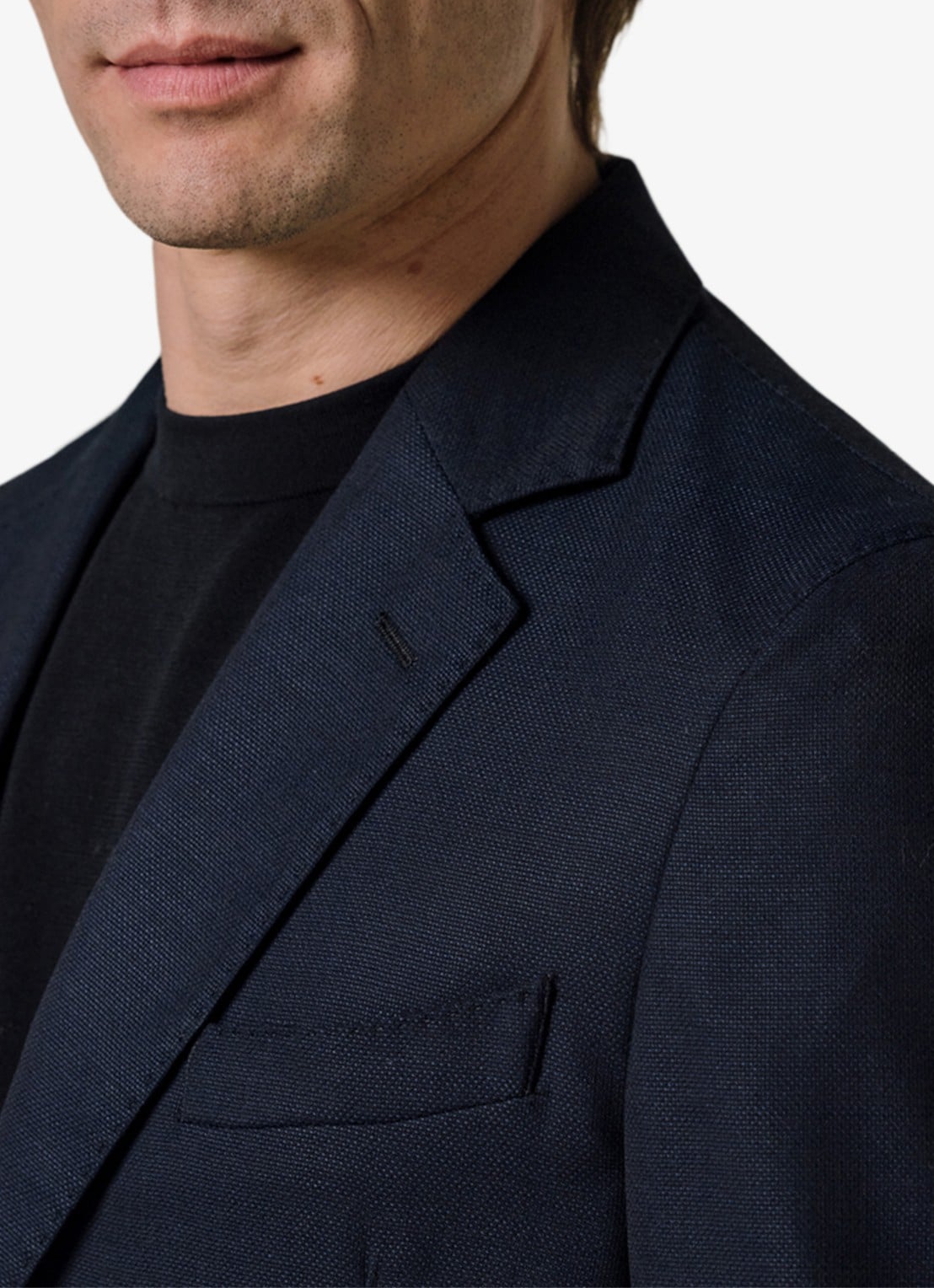 Profuomo Colbert van wol - detail 2 donkerblauw