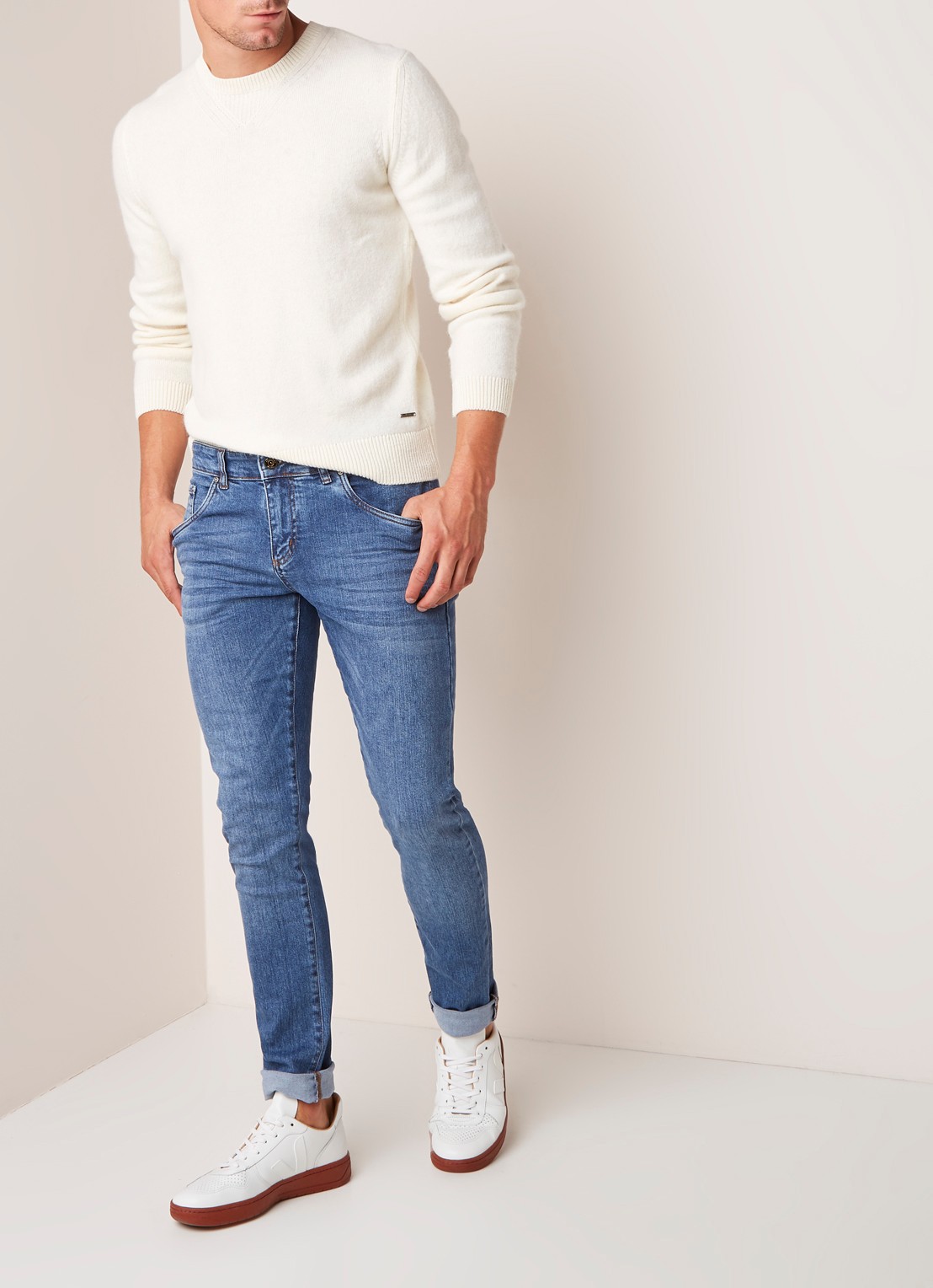 Profuomo Detox Denim skinny jeans met stretch - voorkant 4 indigo