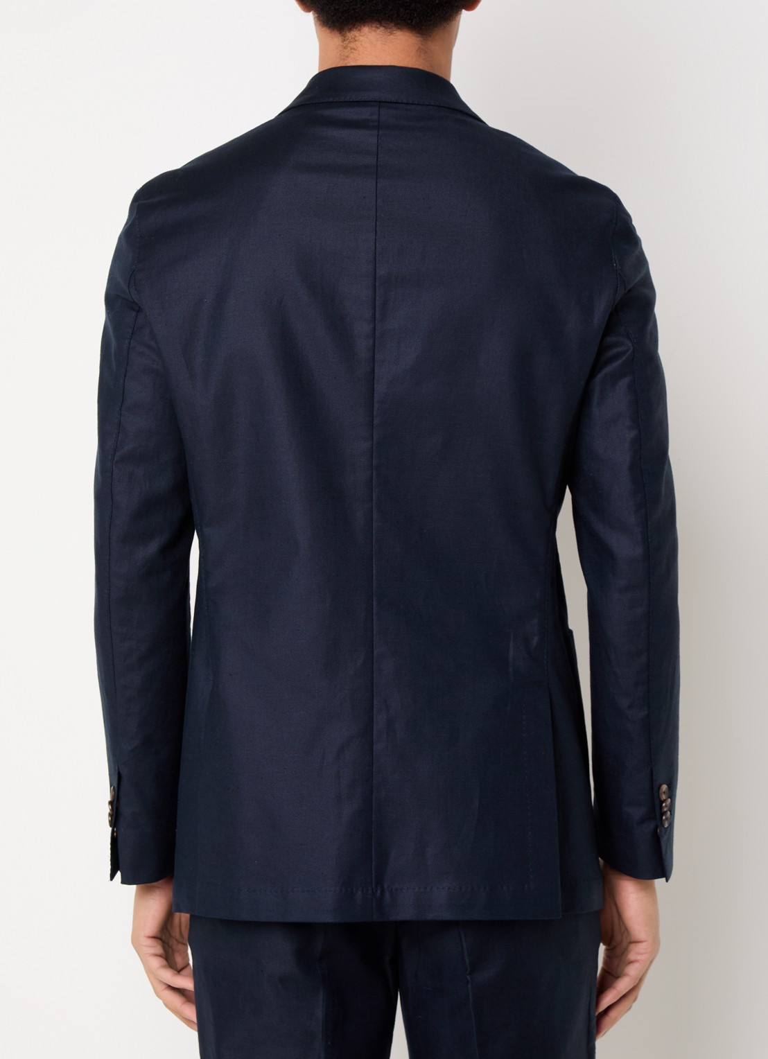 Profuomo Double-breasted regular fit colbert in linnenblend met opgestikte zakken - achterkant 7 donkerblauw