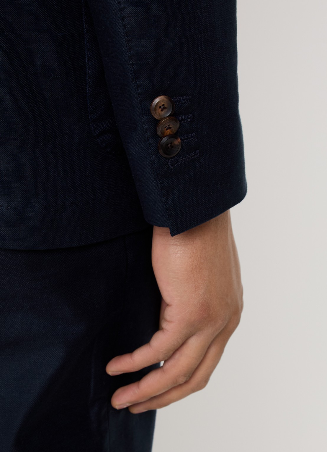 Profuomo Double-breasted regular fit colbert in linnenblend met opgestikte zakken - detail 3 donkerblauw