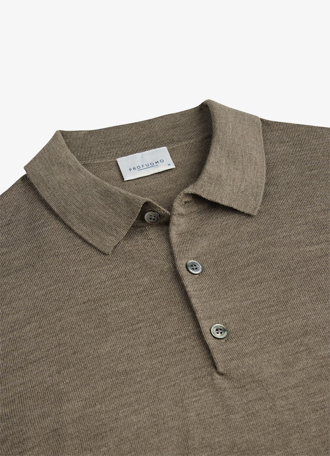 Profuomo Fijmngebreide trui van wol met polokraag - detail 4 bruin