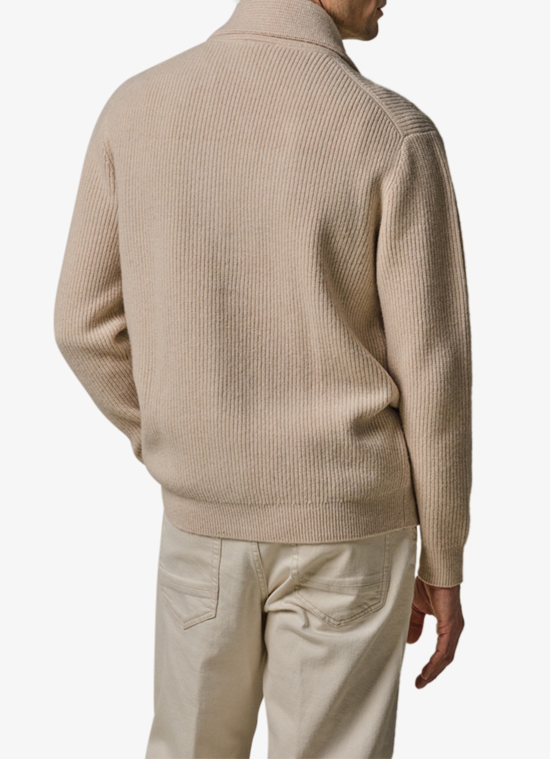 Profuomo Fijngebreid vest in wolblend met ribstructuur - achterkant 4 beige