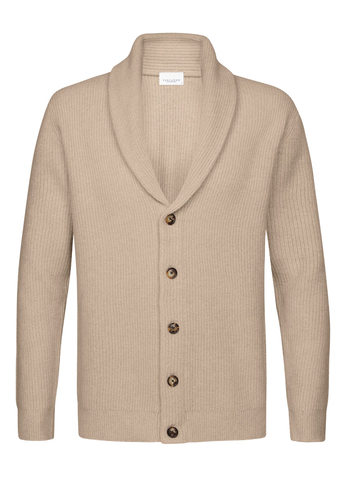 Profuomo Fijngebreid vest in wolblend met ribstructuur - voorkant 5 beige