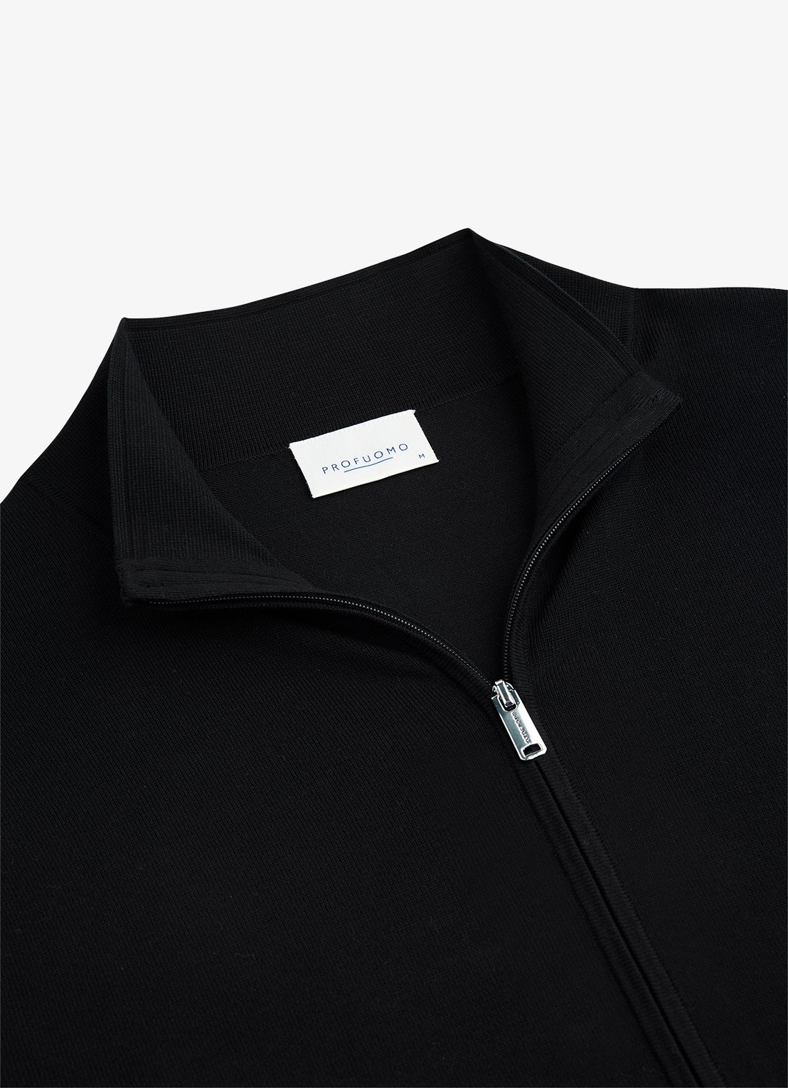 Profuomo Fijngebreid vest in zijdeblend met opstaande kraag - detail 4 zwart