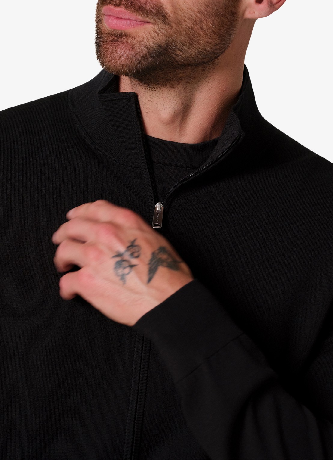 Profuomo Fijngebreid vest in zijdeblend met opstaande kraag - detail 5 zwart