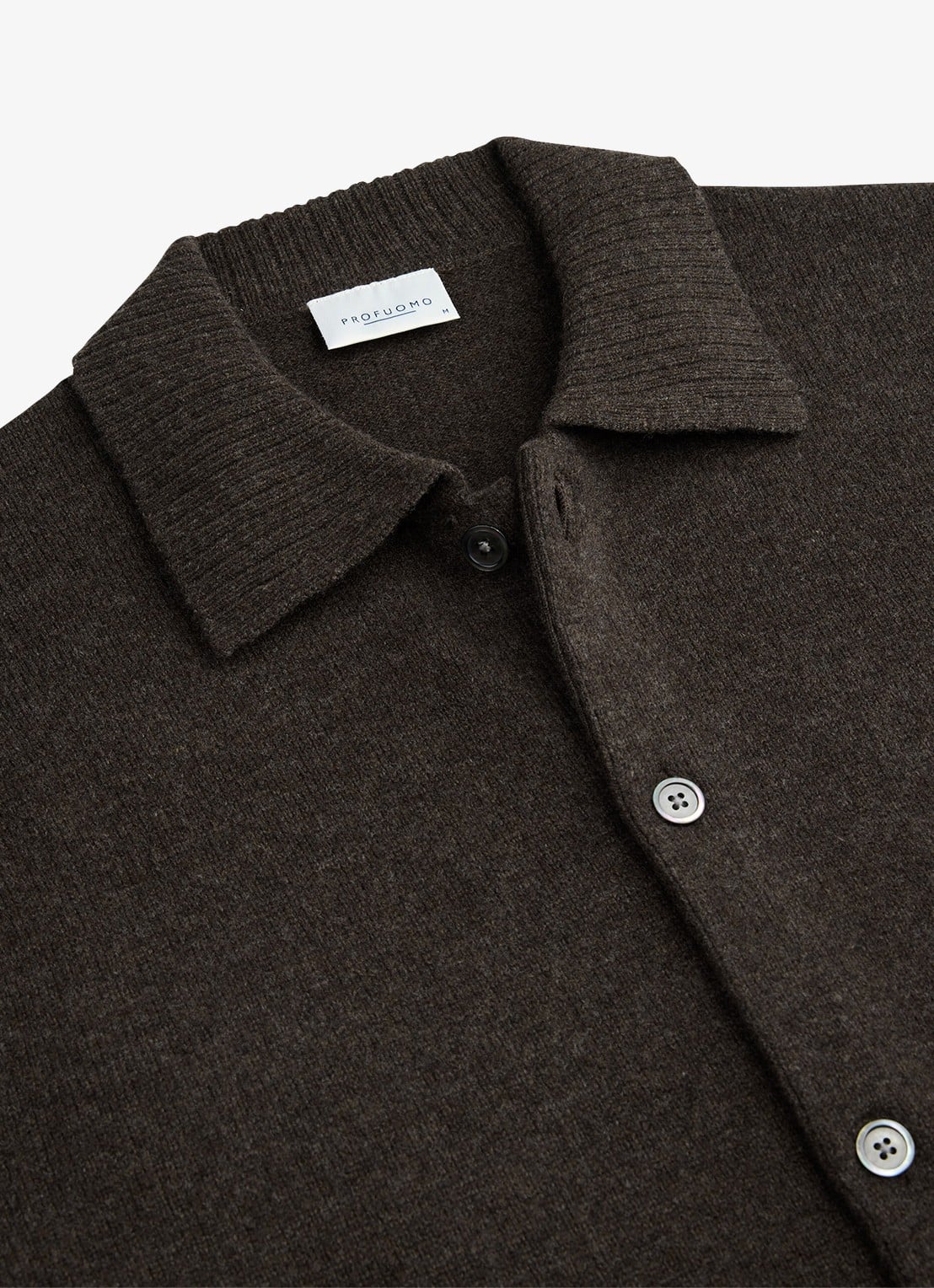 Profuomo Fijngebreid vest van wol met kraag - detail 2 donkerbruin