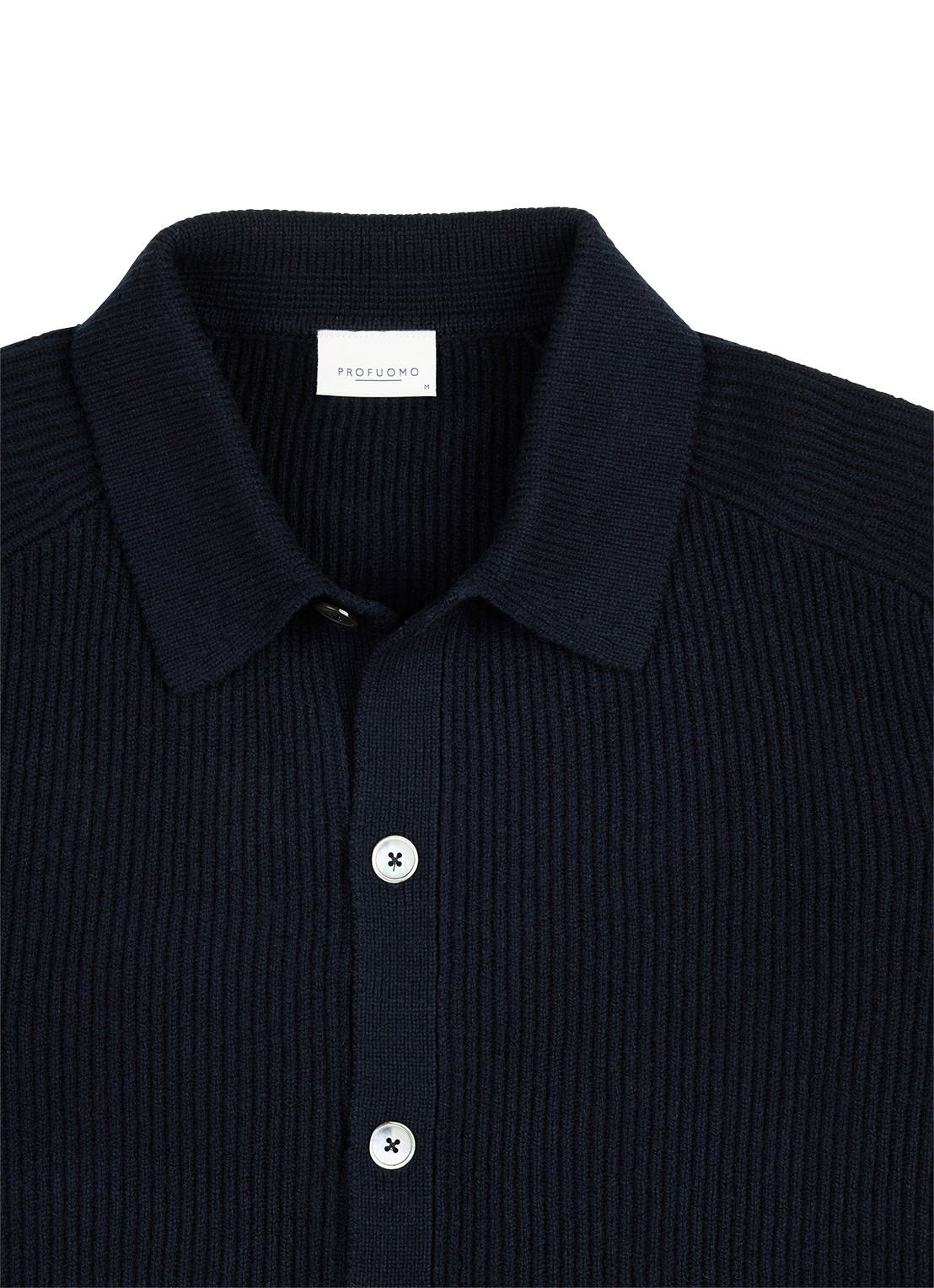 Profuomo Fijngebreid vest van wol met ribstructuur - detail 5 donkerblauw
