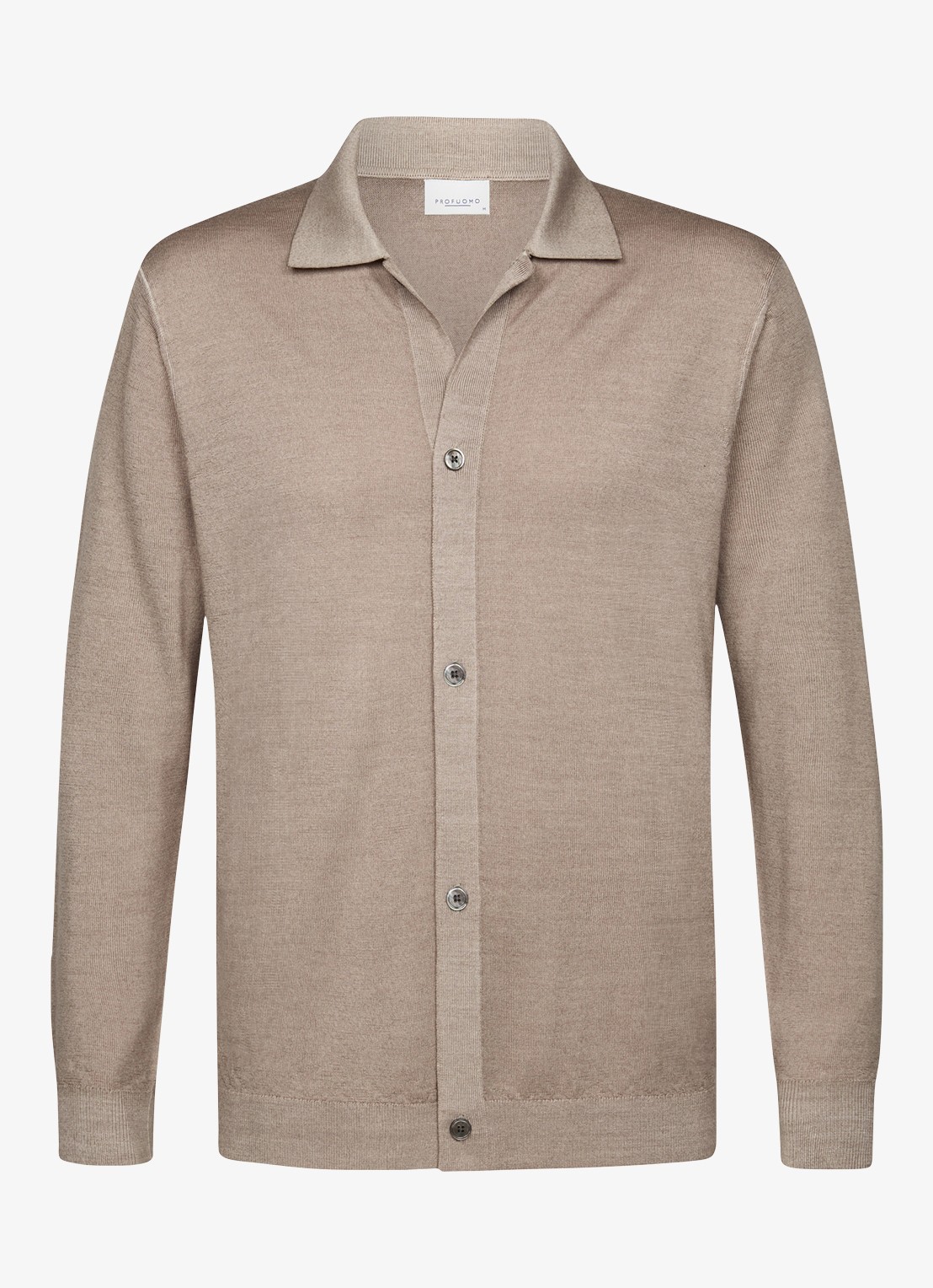 Profuomo Fijngebreid vest van wol - voorkant beige