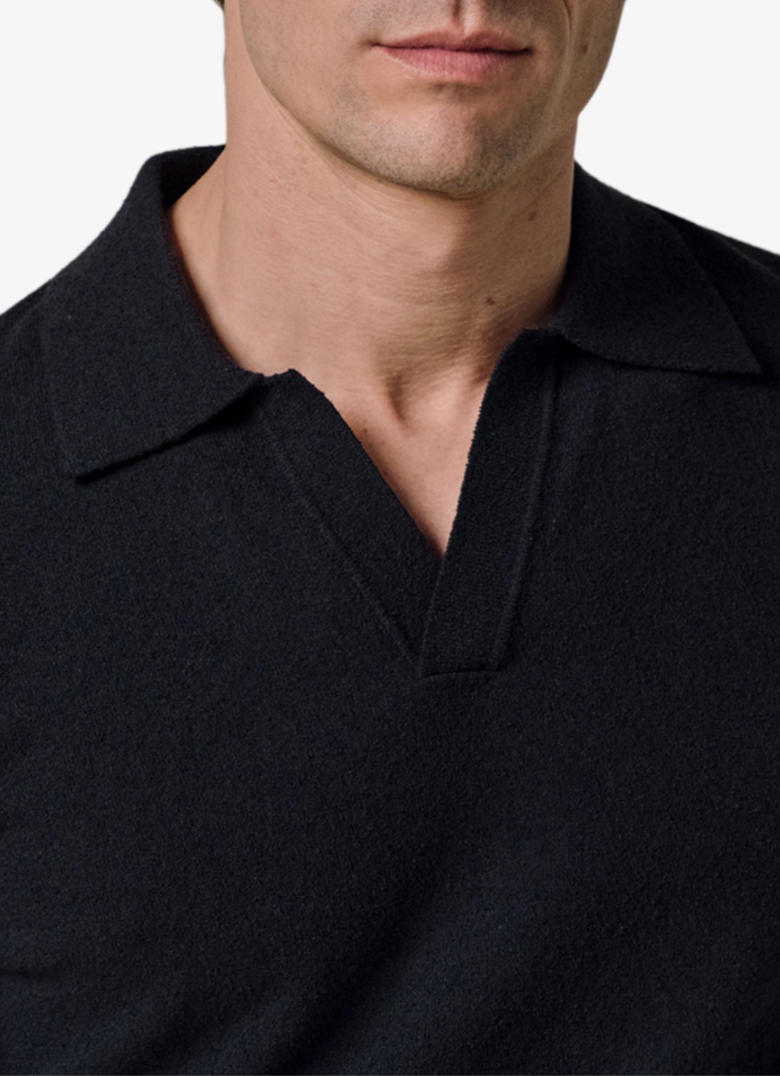 Profuomo Fijngebreide polo met stretch - detail 4 donkerblauw