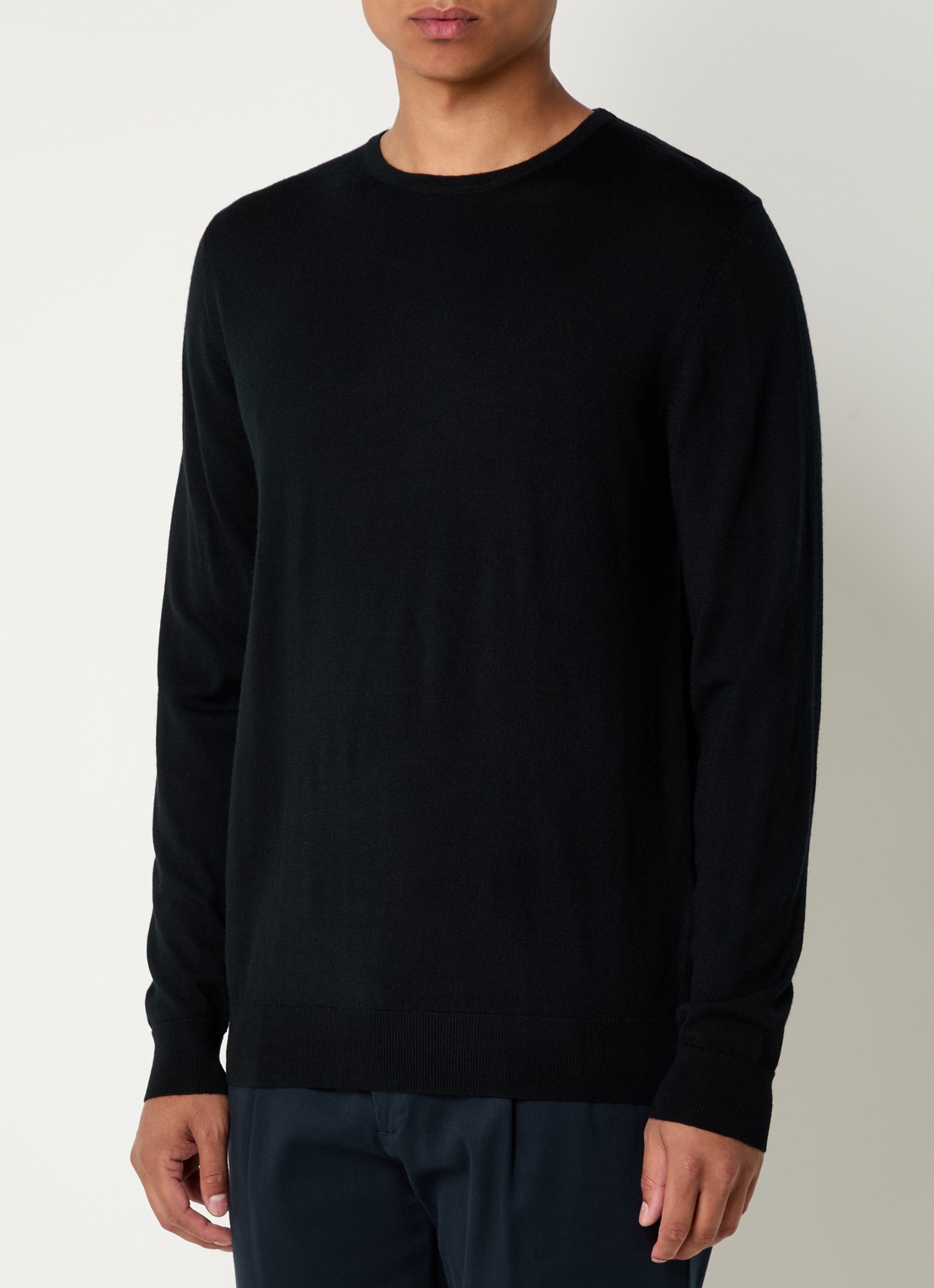 Profuomo Fijngebreide pullover van merino wol - detail 4 zwart