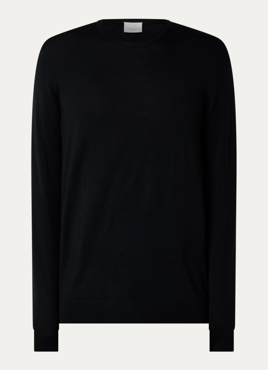 Profuomo Fijngebreide pullover van merino wol - voorkant zwart