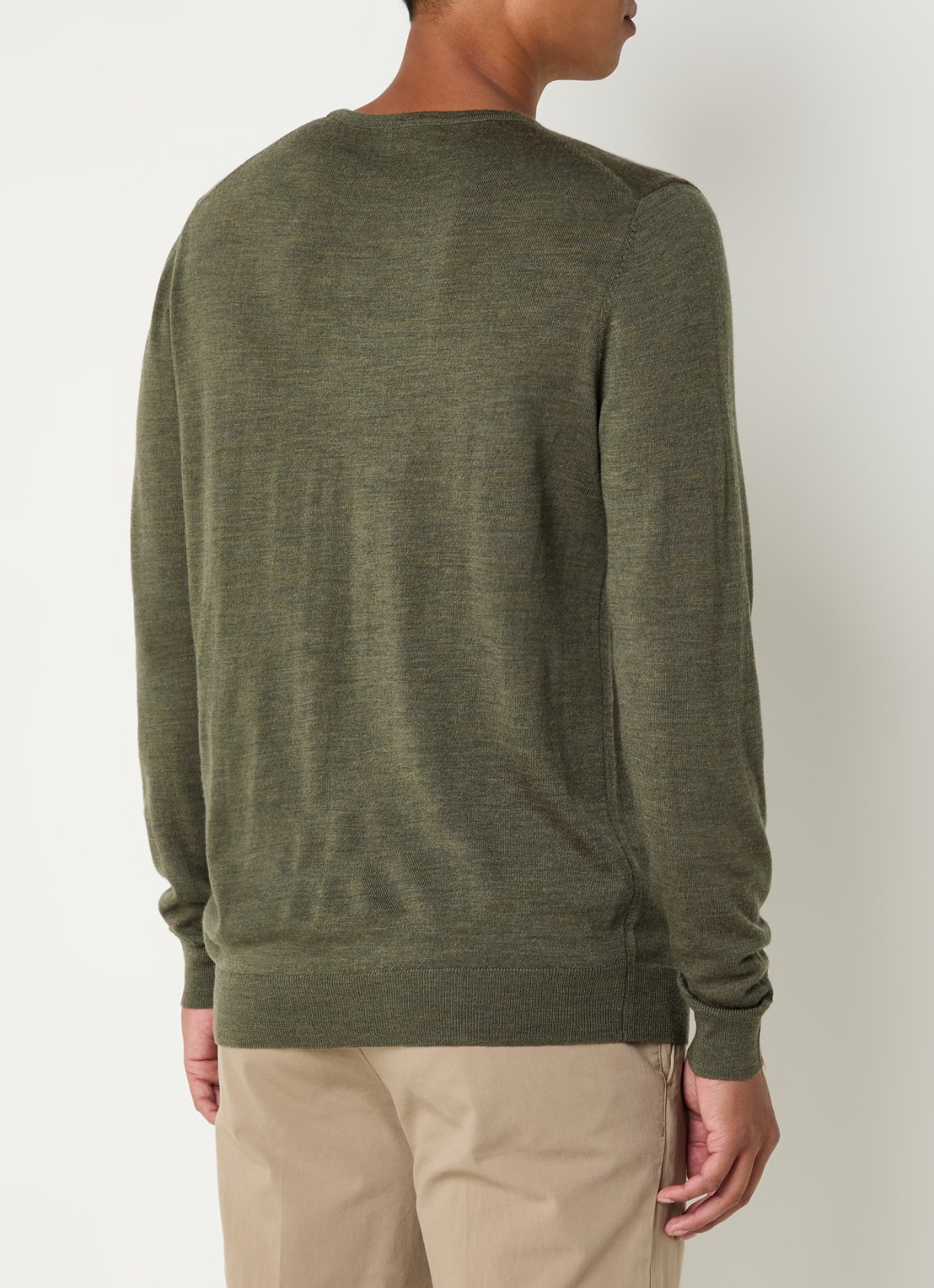 Profuomo Fijngebreide pullover van merino wol - achterkant 2 legergroen
