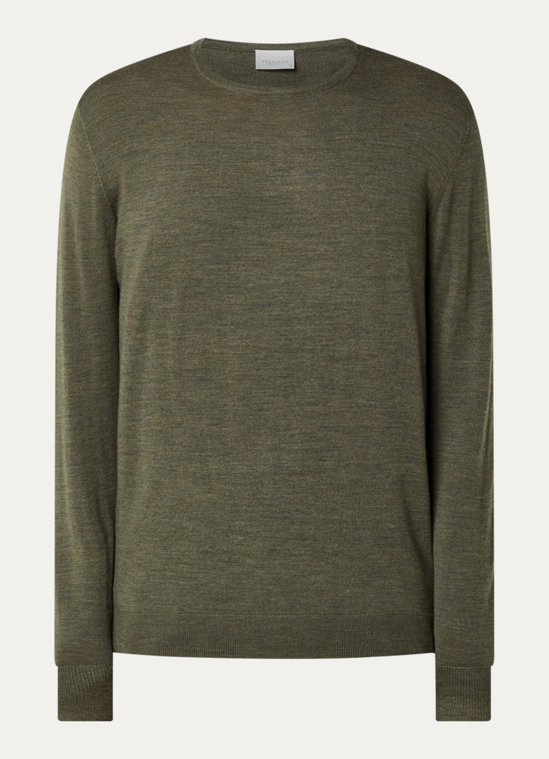 Profuomo Fijngebreide pullover van merino wol - voorkant 3 legergroen