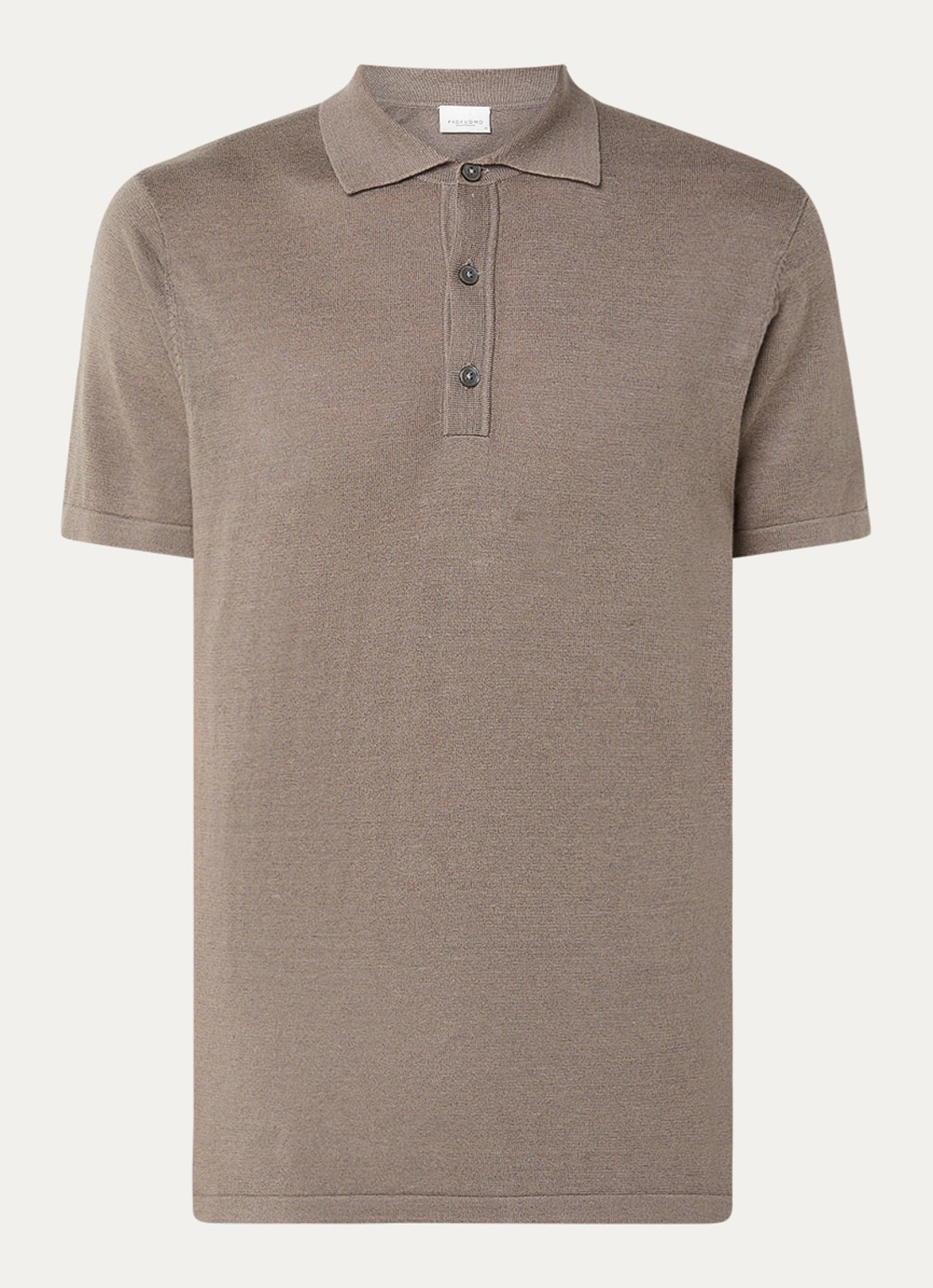 Profuomo Fijngebreide regular fit polo in linnenblend - voorkant 2 lichtbruin