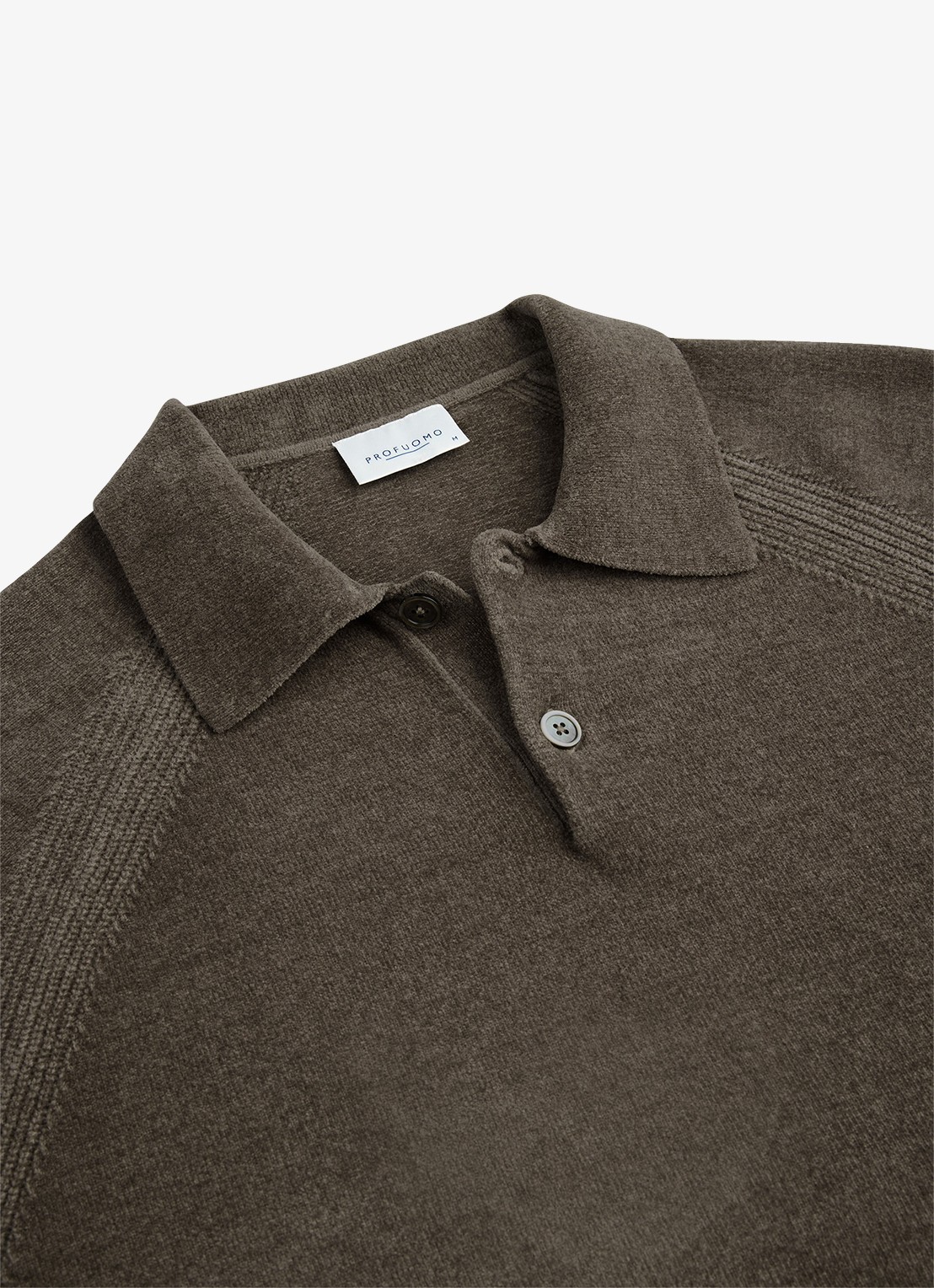 Profuomo Fijngebreide trui in wolblend met polokraag - detail 3 bruin