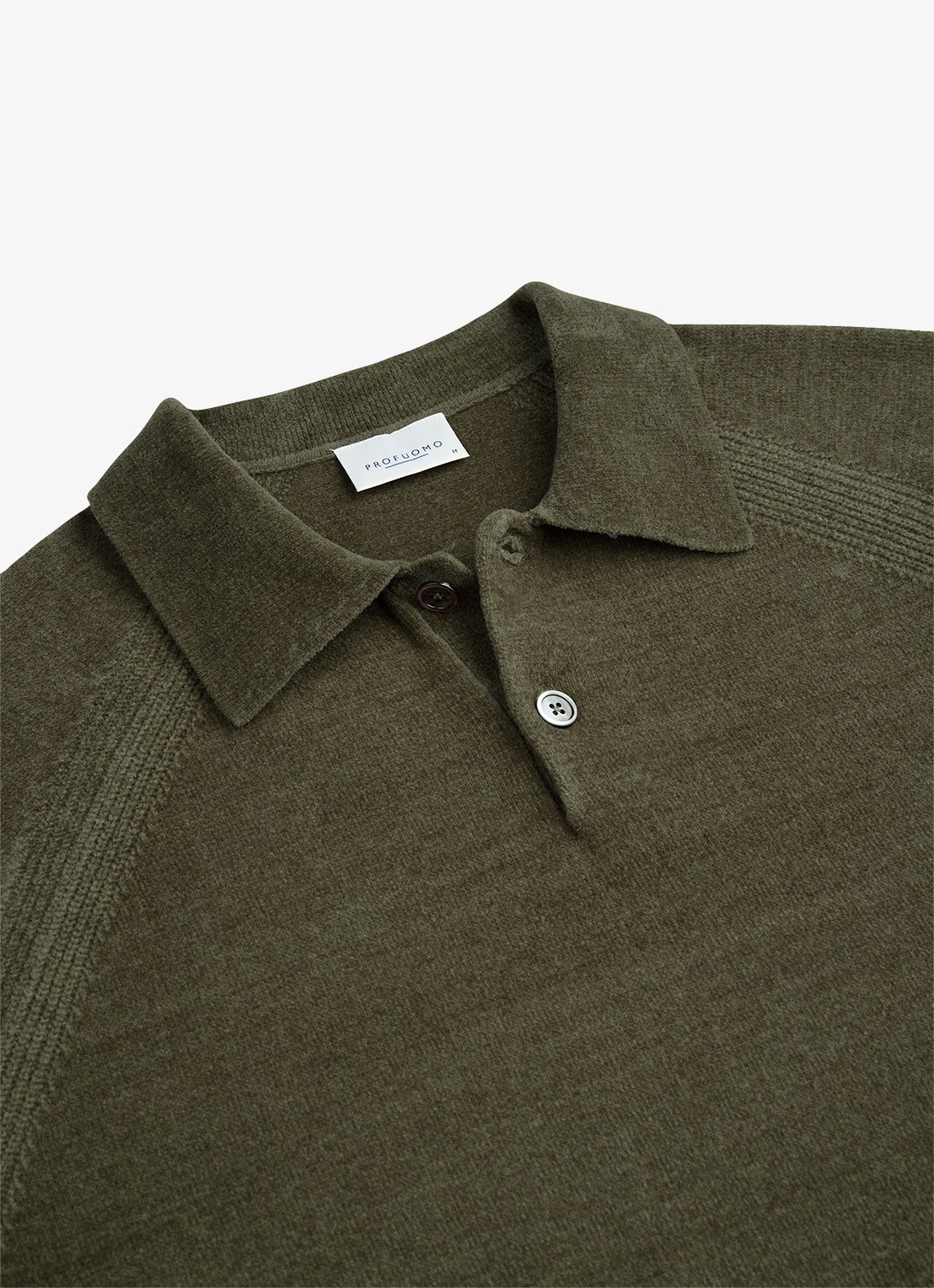 Profuomo Fijngebreide trui in wolblend met polokraag - detail 3 groen